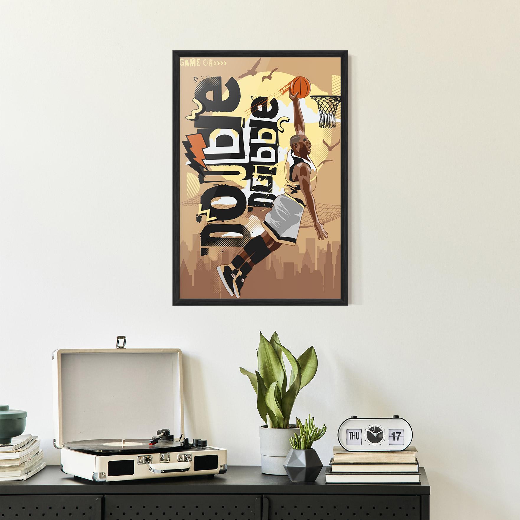 Gerahmte Poster Double Dribble mockup 2