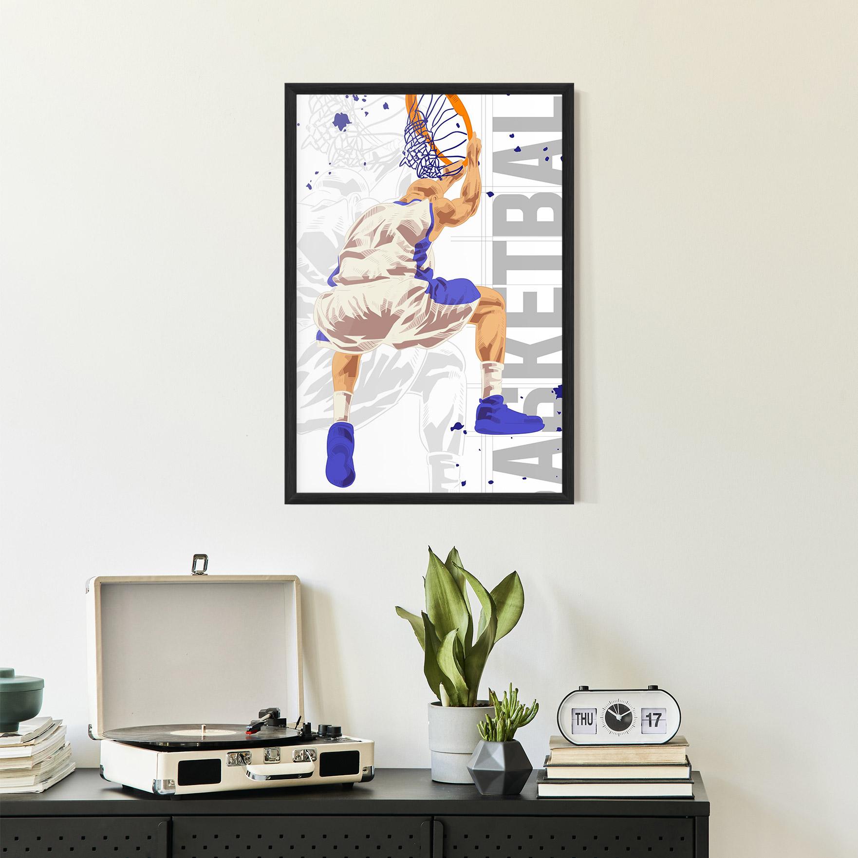 Gerahmte Poster Grey Basketball mockup 2