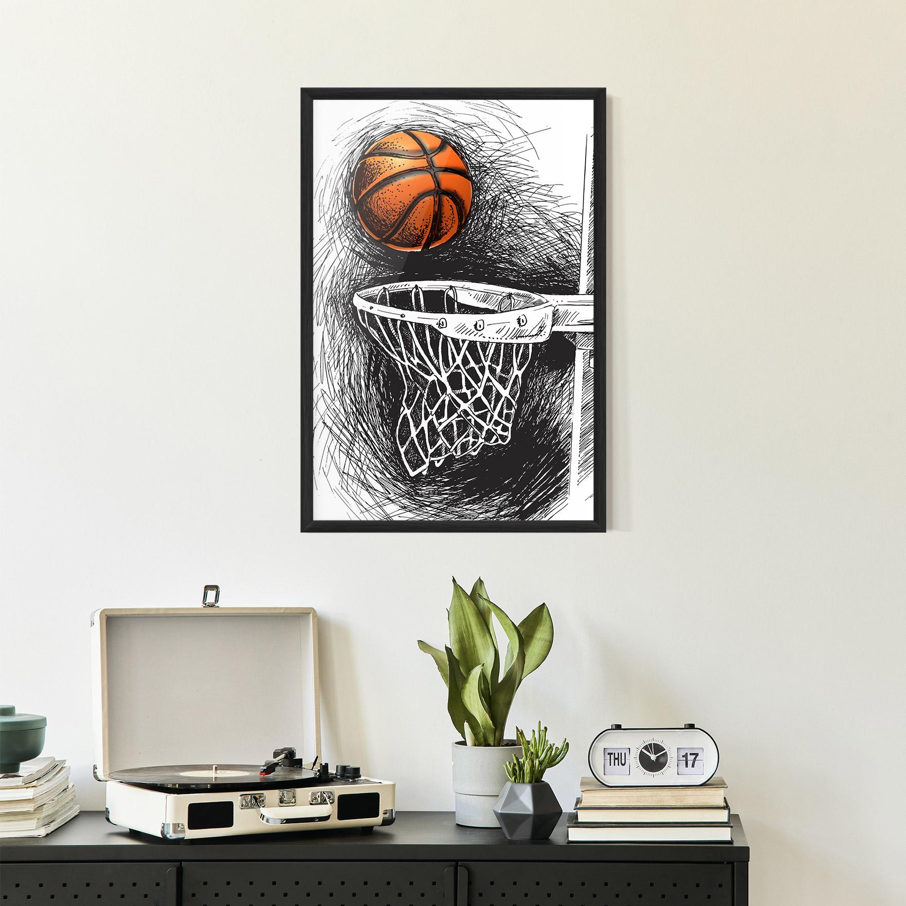 Gerahmte Poster Grey Line Basket mockup 2