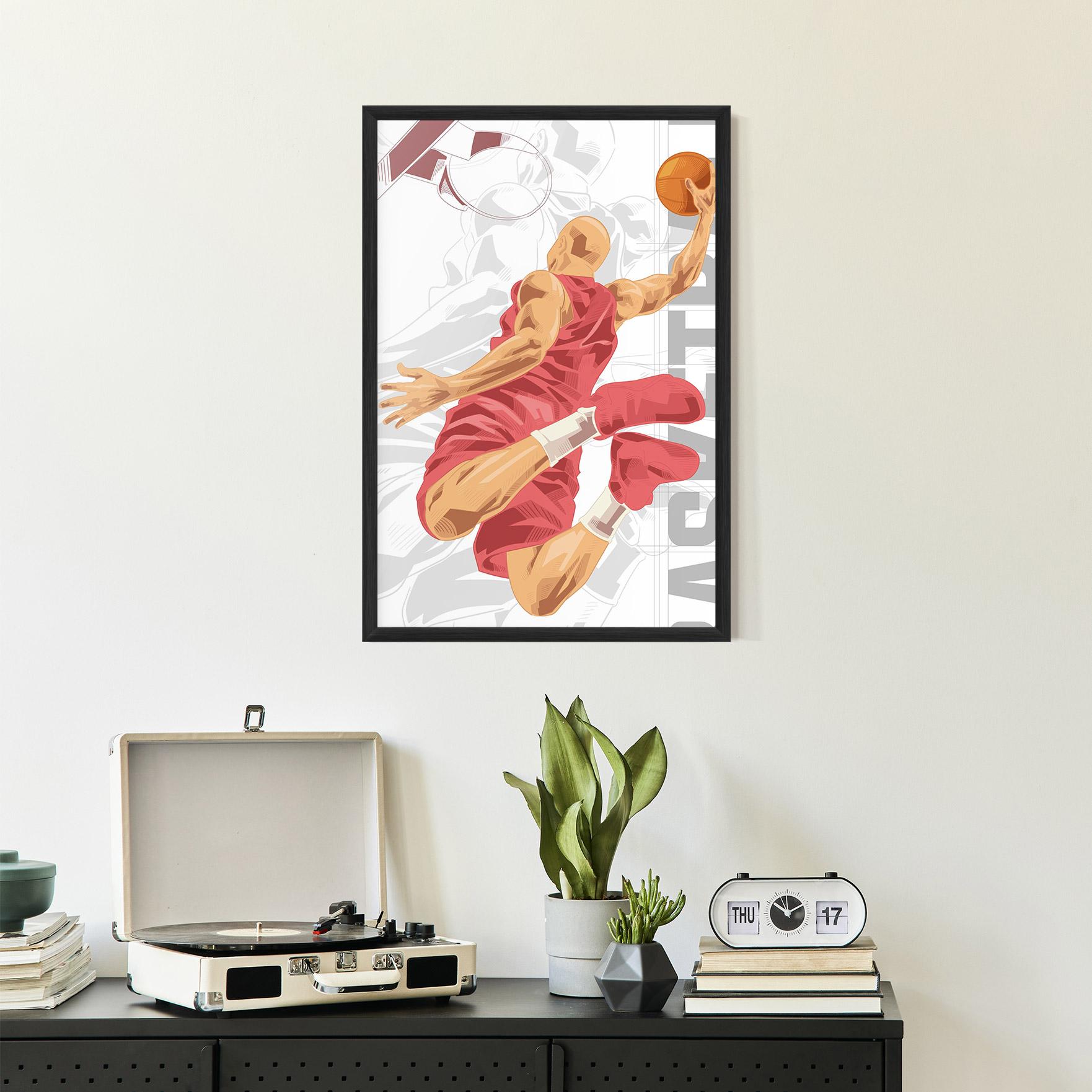 Gerahmte Poster Pink Basketball mockup 2