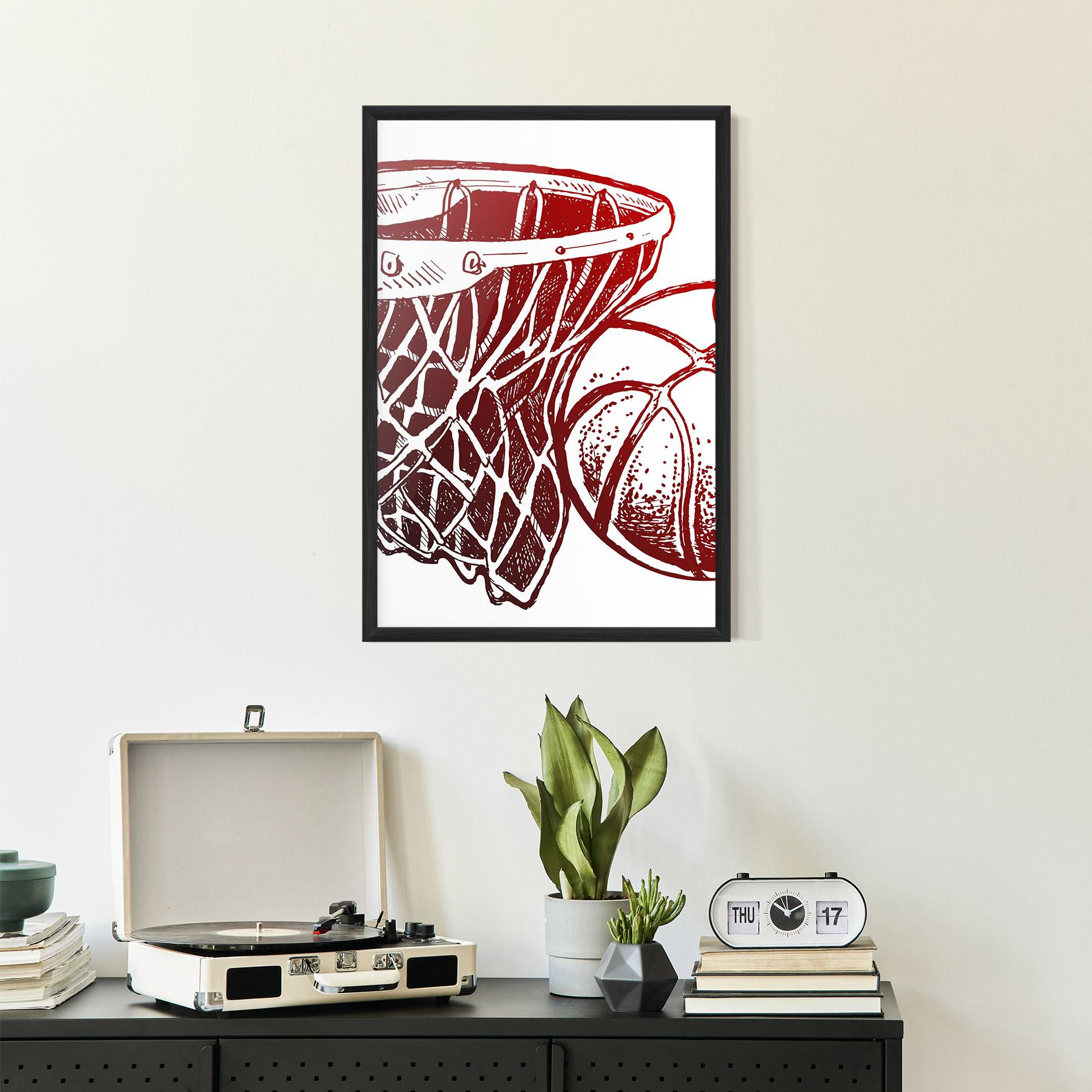 Gerahmte Poster Red Basketball Hoop mockup 2