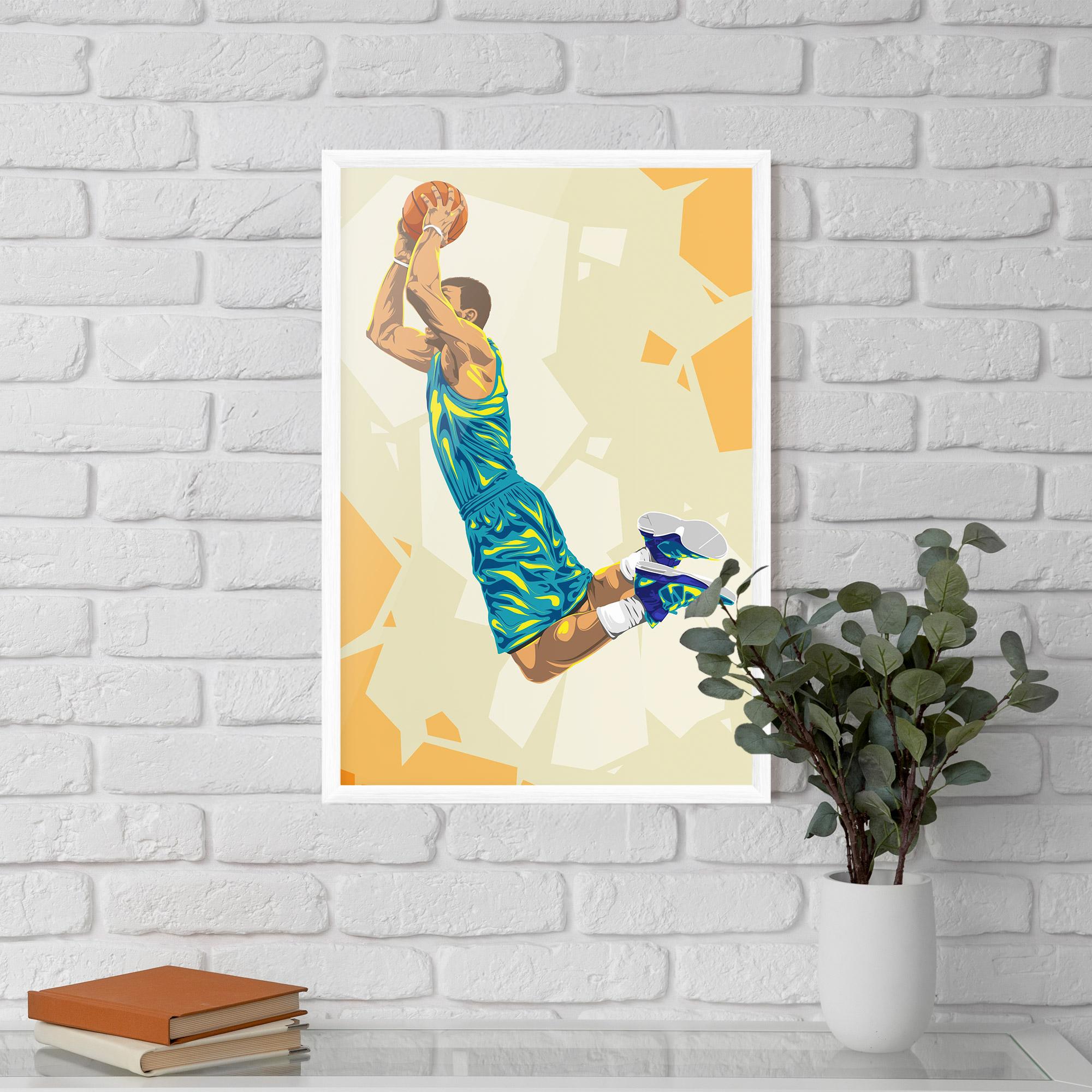 Gerahmte Poster Basketball Dunk Pose mockup 5