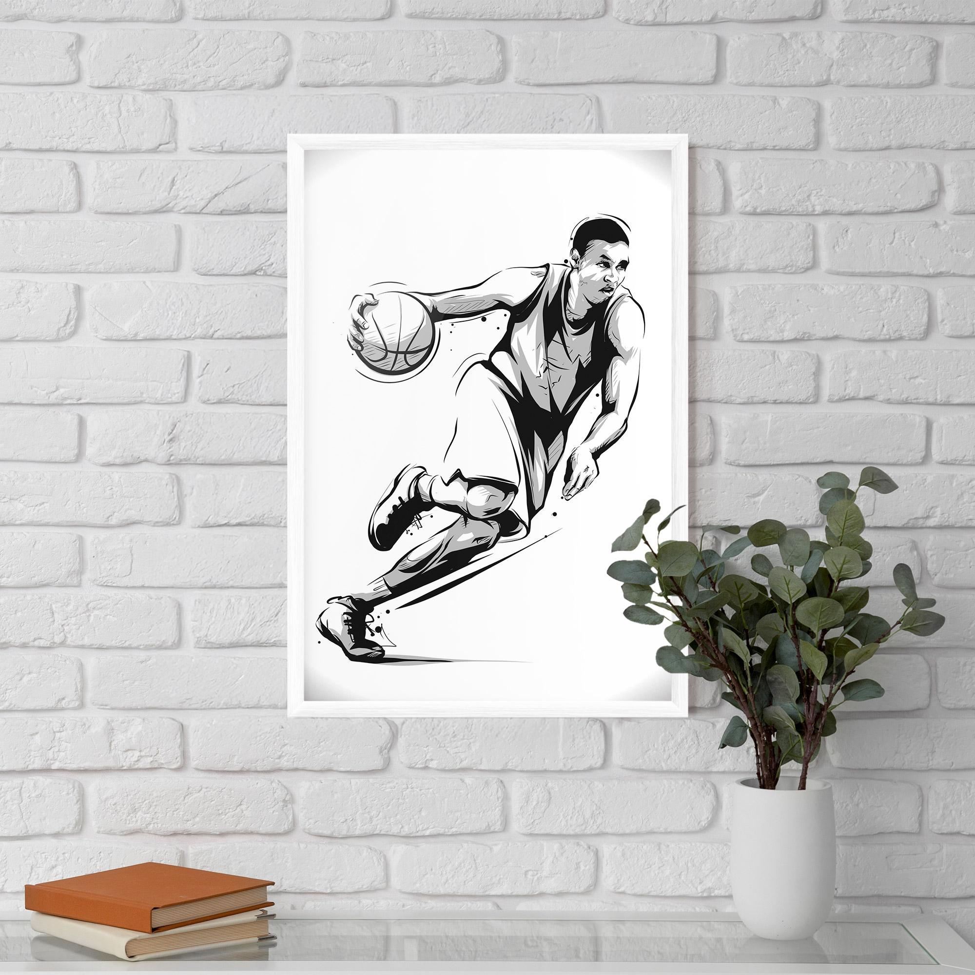 Gerahmte Poster Basketball Player Line mockup 5