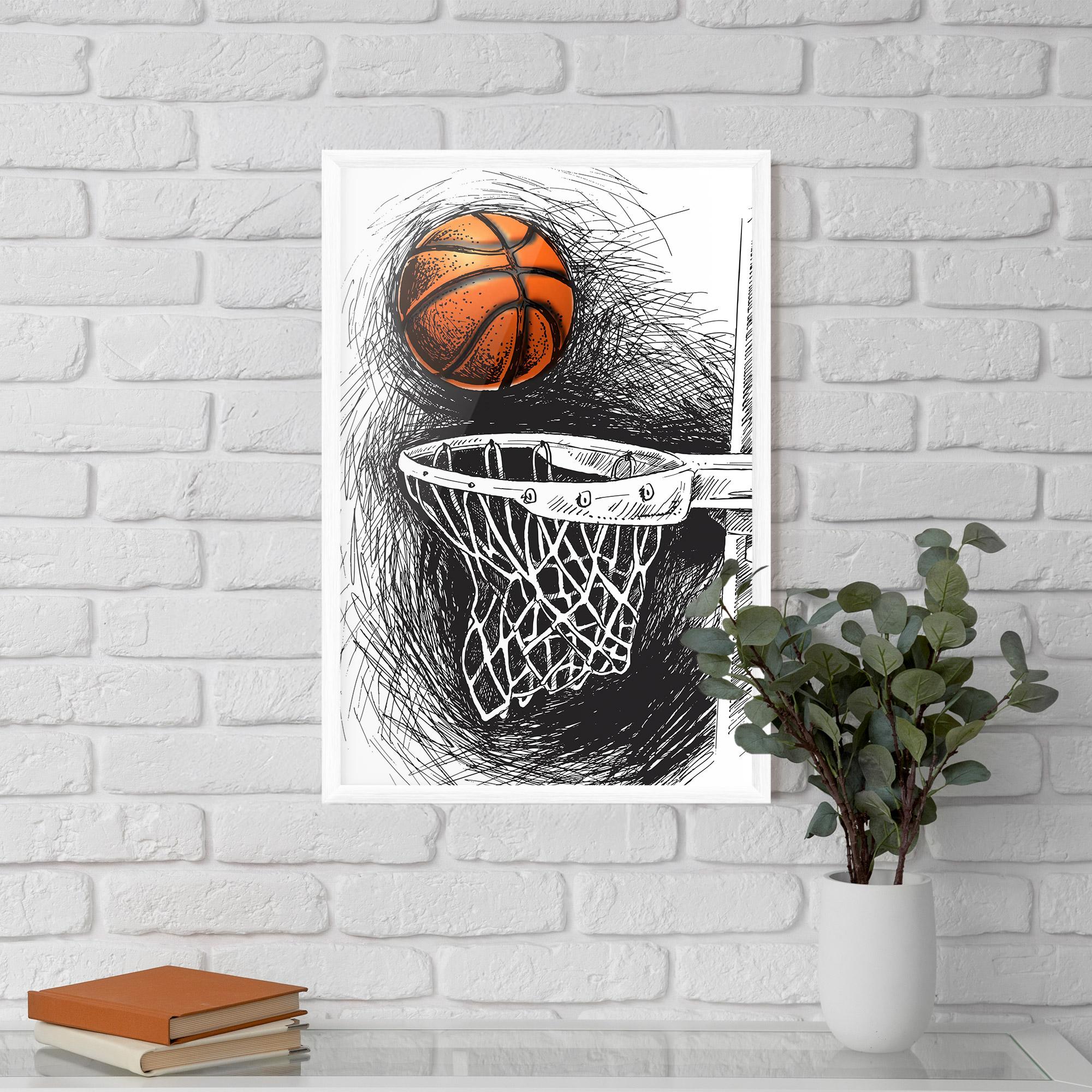 Gerahmte Poster Grey Line Basket mockup 5