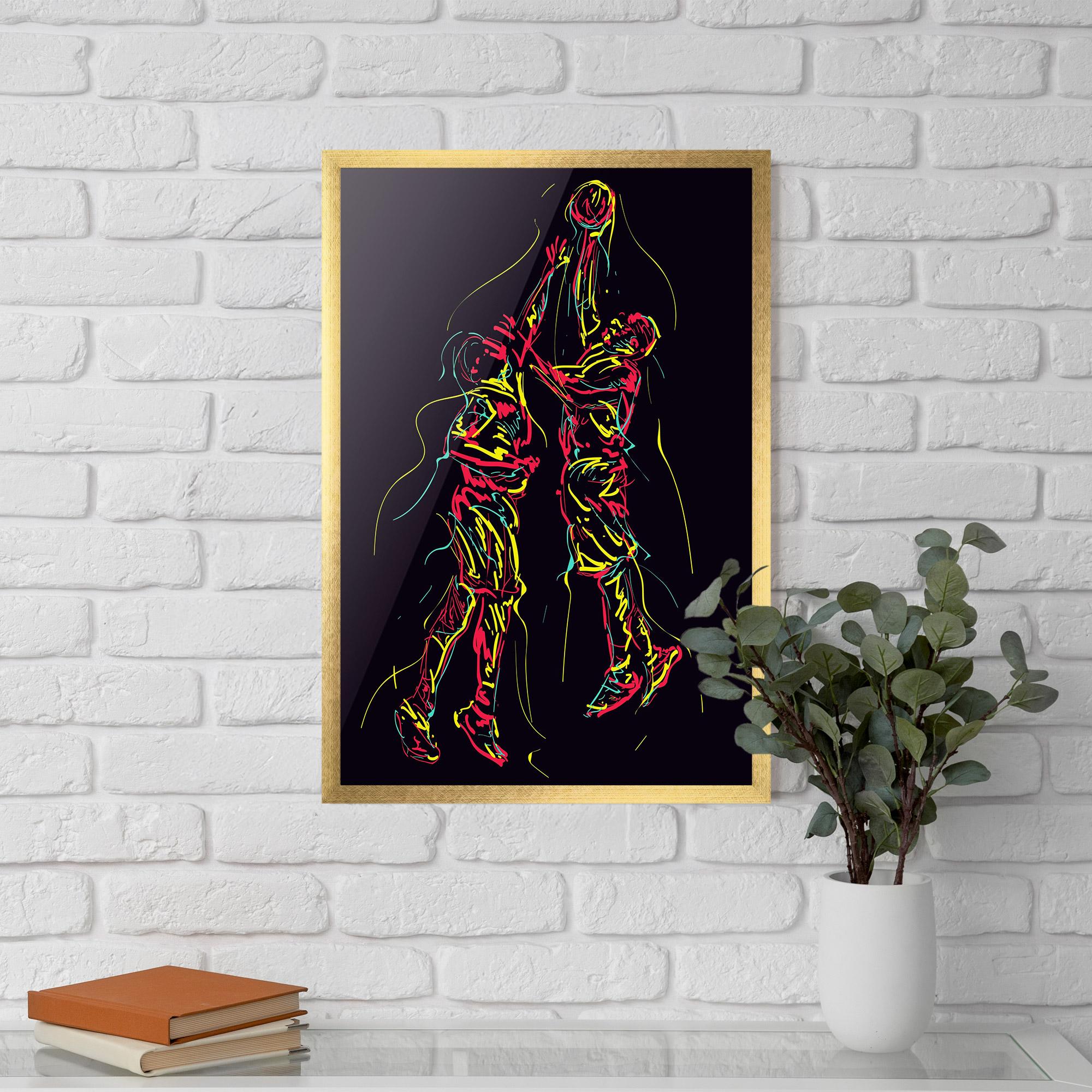 Gerahmte Poster Basket Line Jump mockup 5