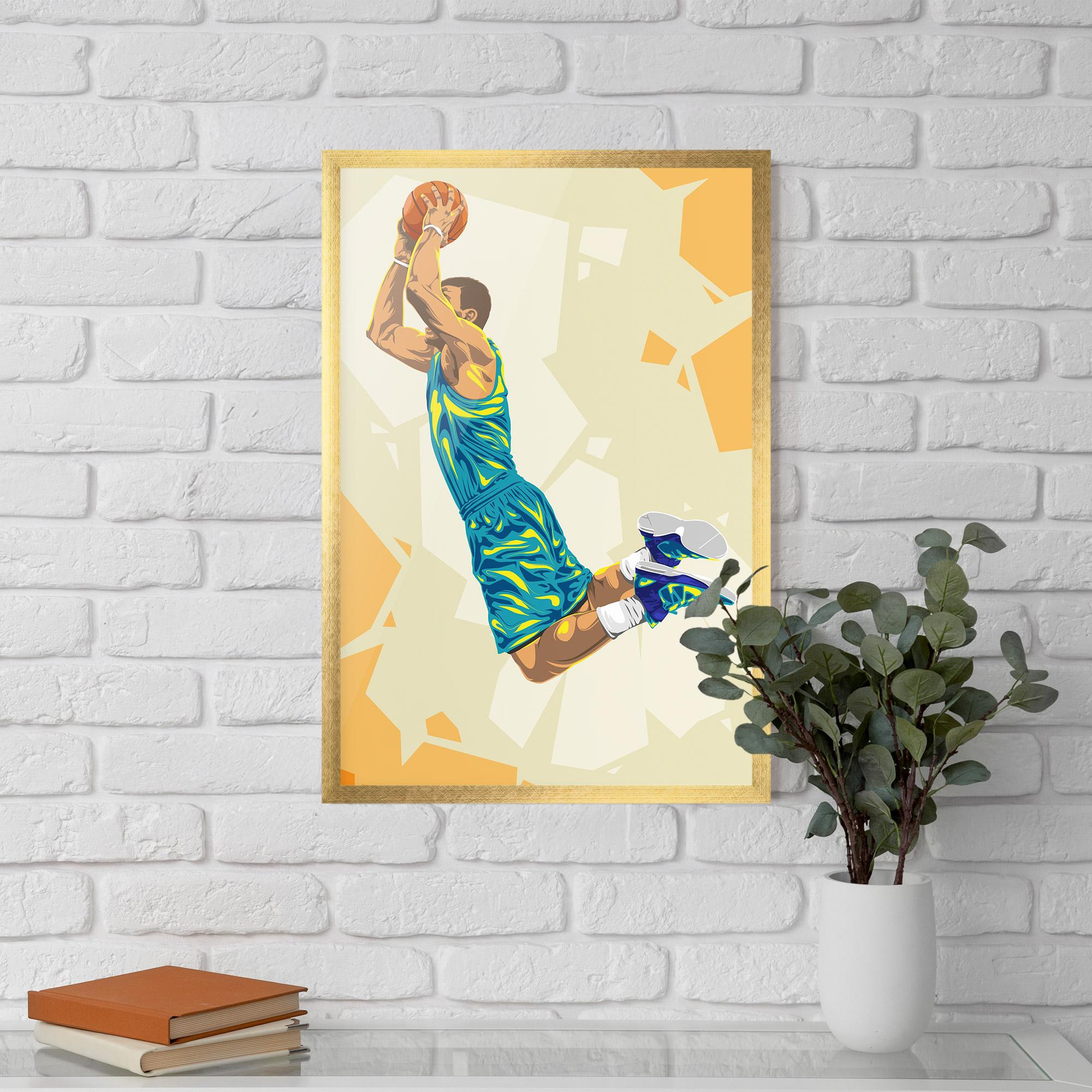 Gerahmte Poster Basketball Dunk Pose mockup 5