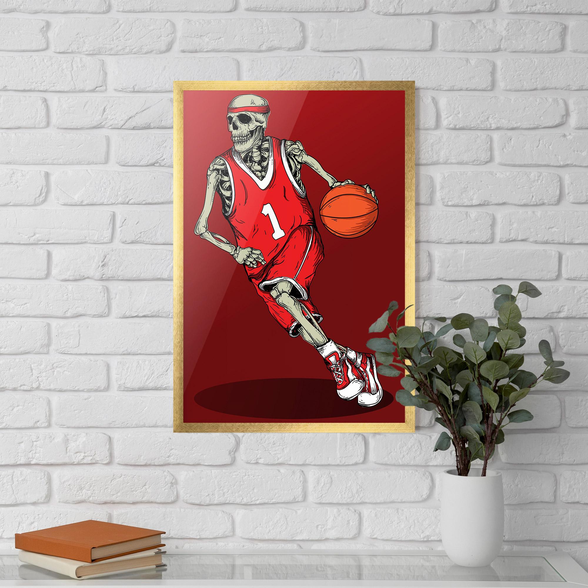 Gerahmte Poster Basketball Skull mockup 5