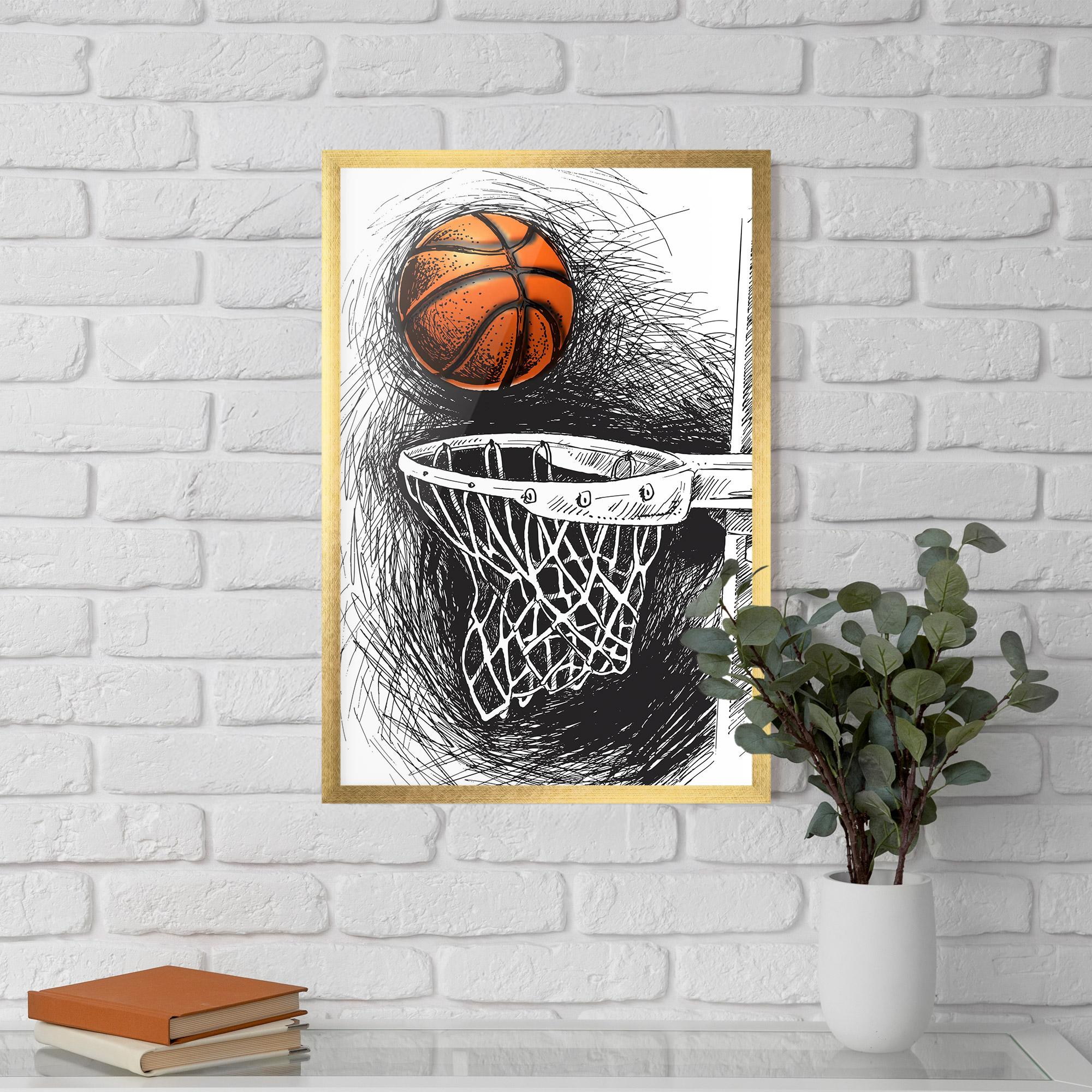 Gerahmte Poster Grey Line Basket mockup 5