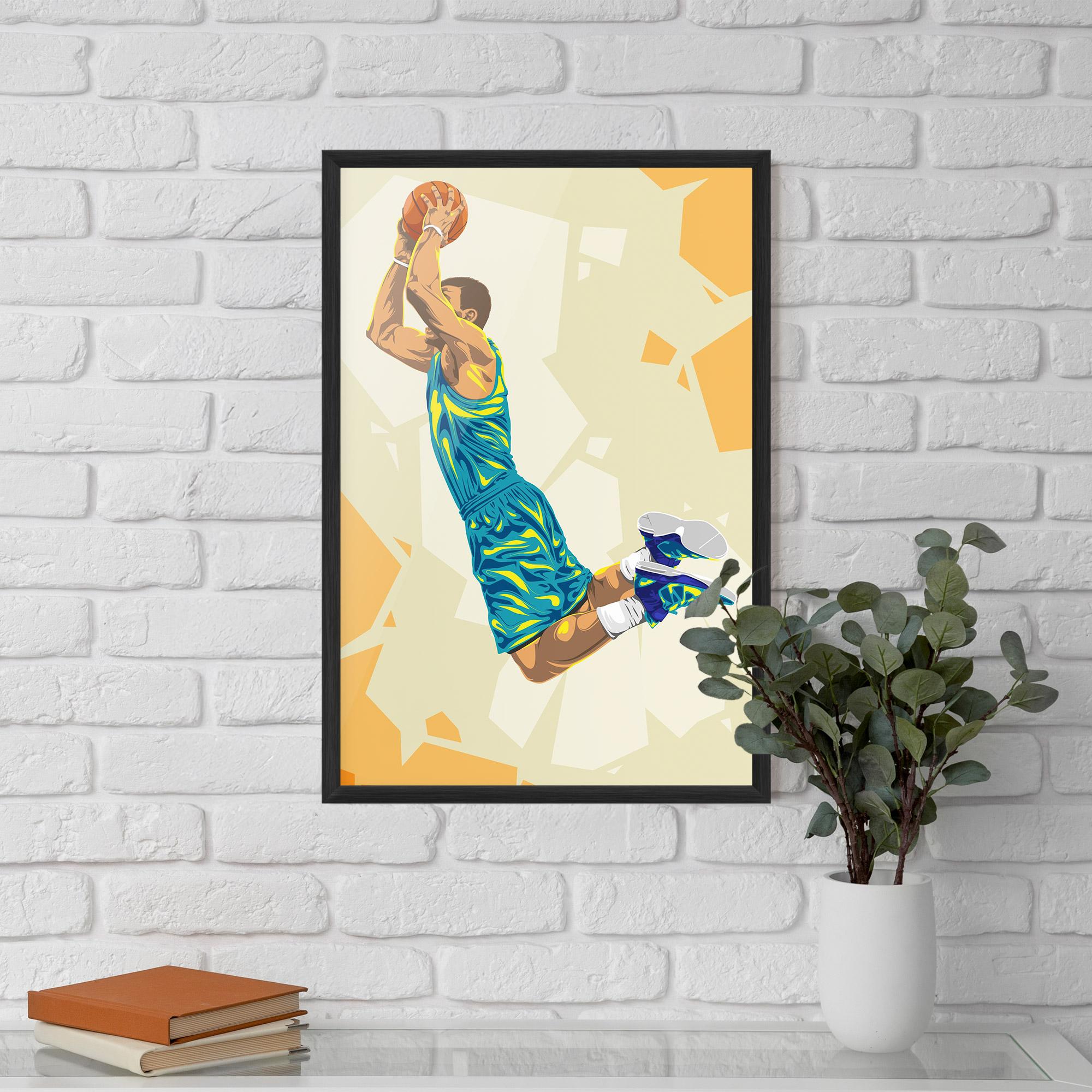Gerahmte Poster Basketball Dunk Pose mockup 5