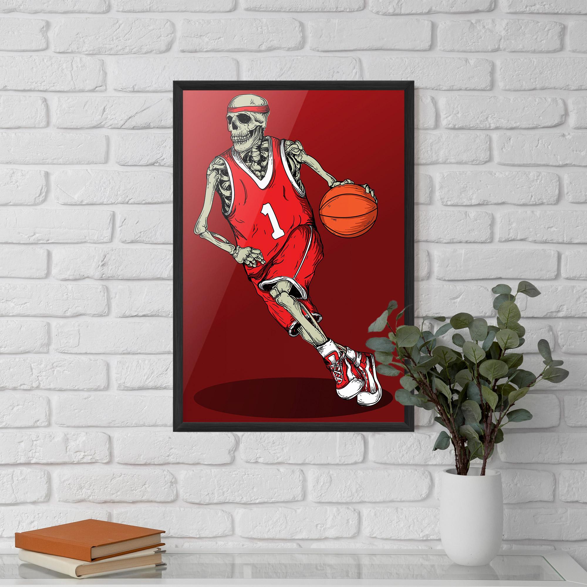 Gerahmte Poster Basketball Skull mockup 5
