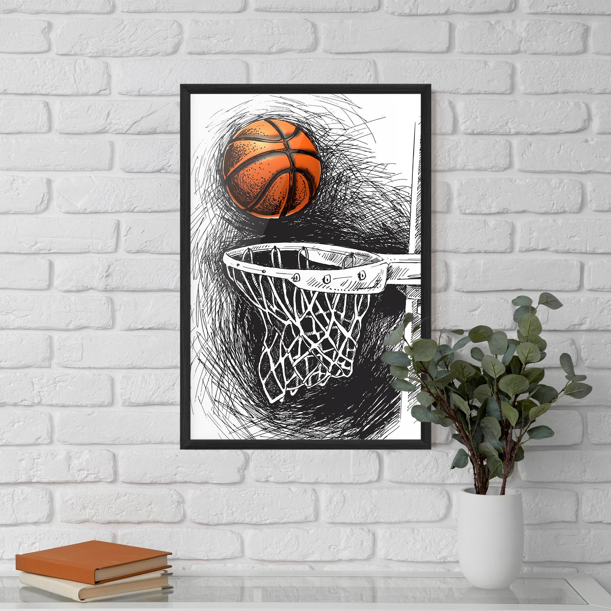 Gerahmte Poster Grey Line Basket mockup 5