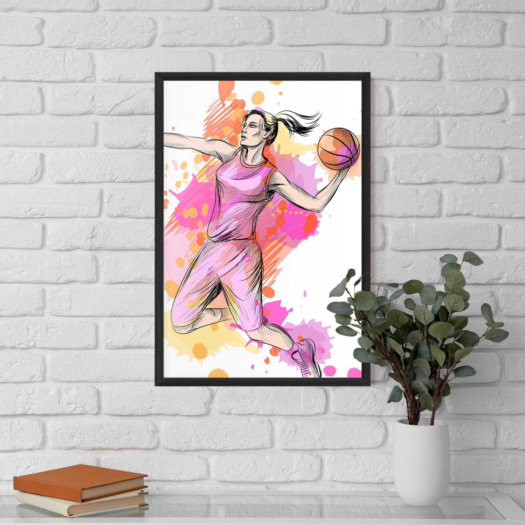 Gerahmte Poster Pink Basket Player mockup 5