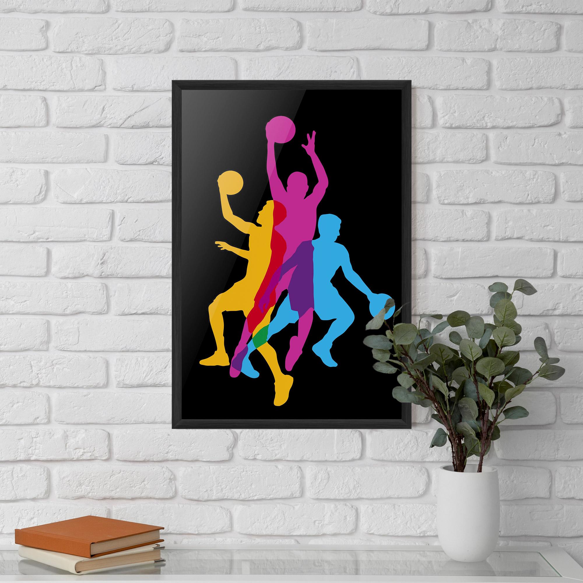 Gerahmte Poster Three Basket Players mockup 5