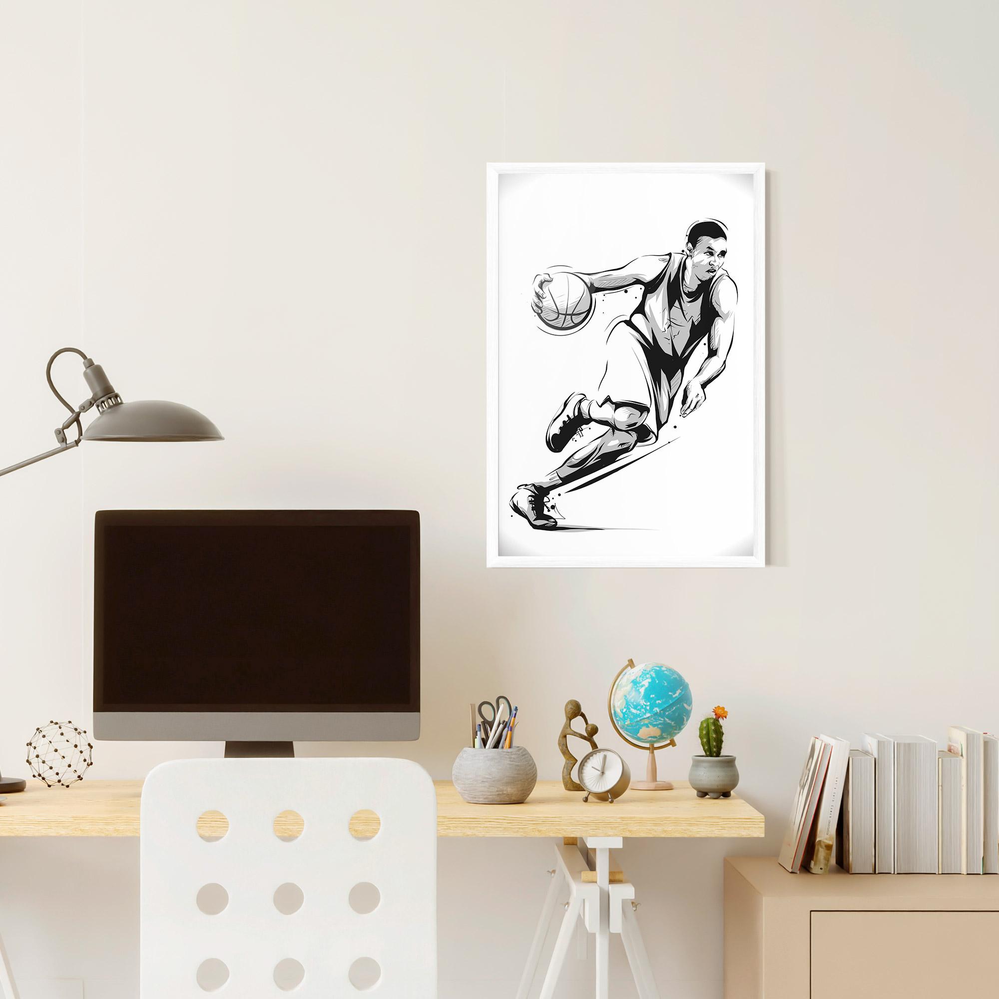 Gerahmte Poster Basketball Player Line mockup 6