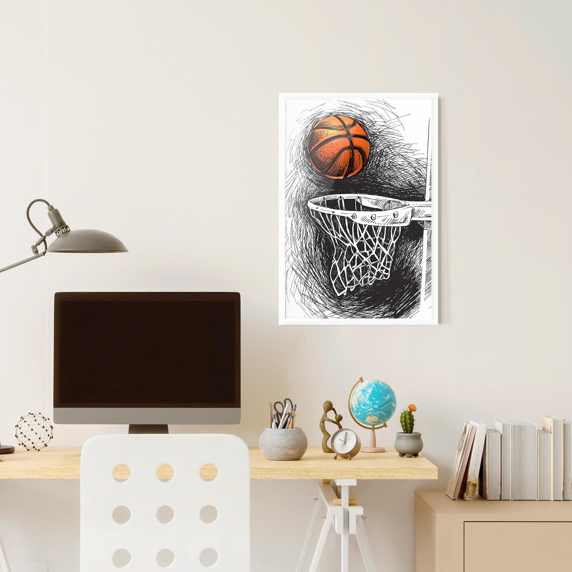 Gerahmte Poster Grey Line Basket mockup 6