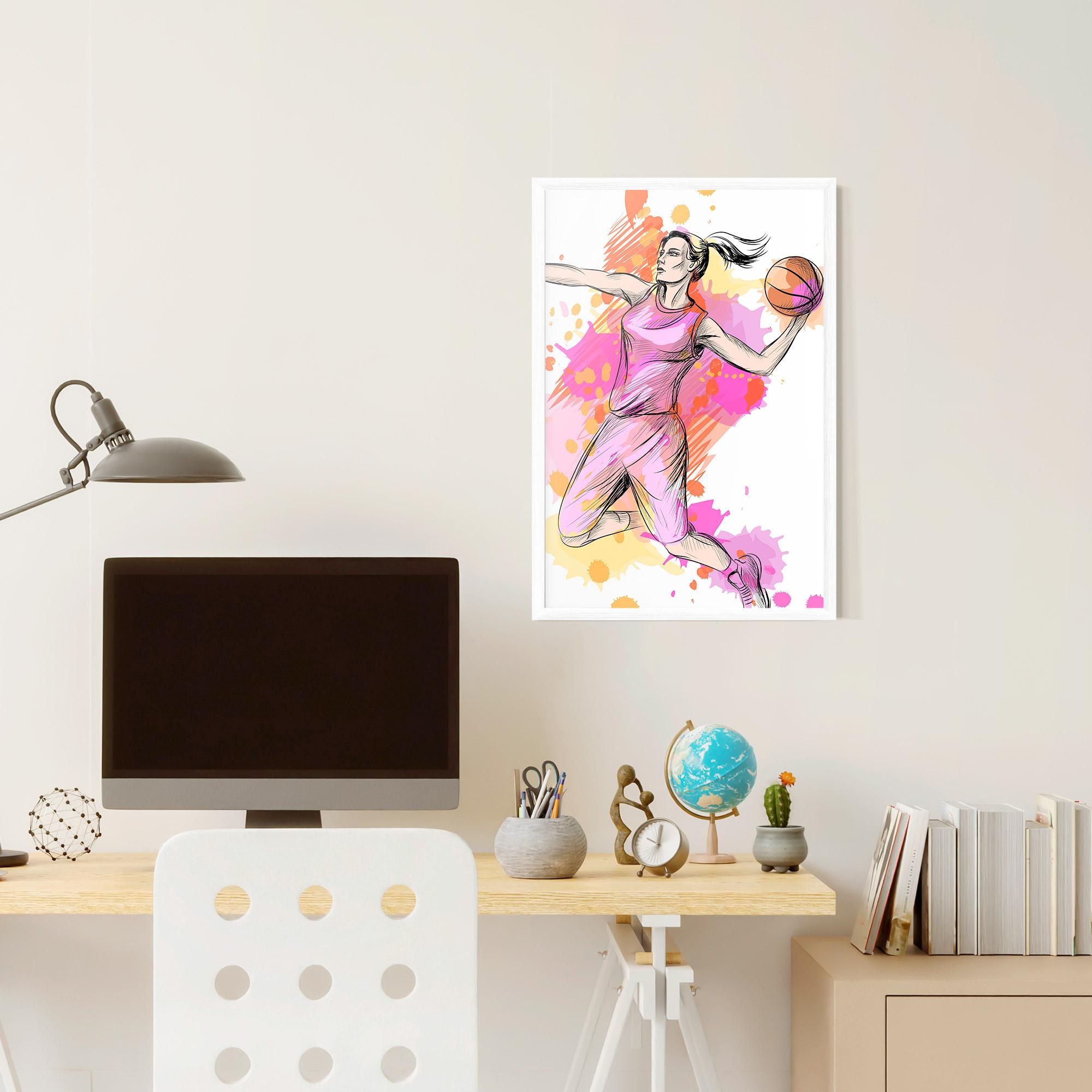 Gerahmte Poster Pink Basket Player mockup 6