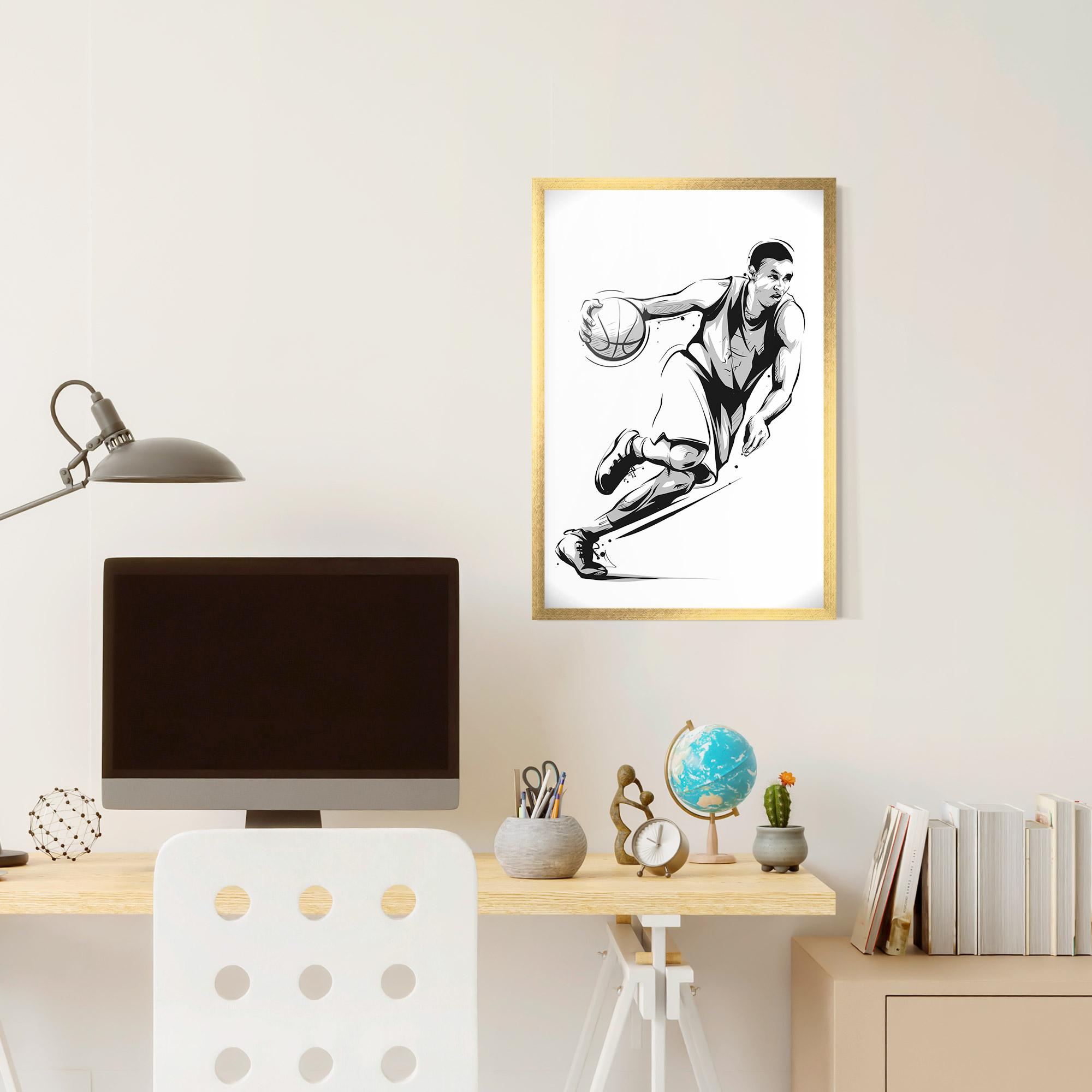 Gerahmte Poster Basketball Player Line mockup 6