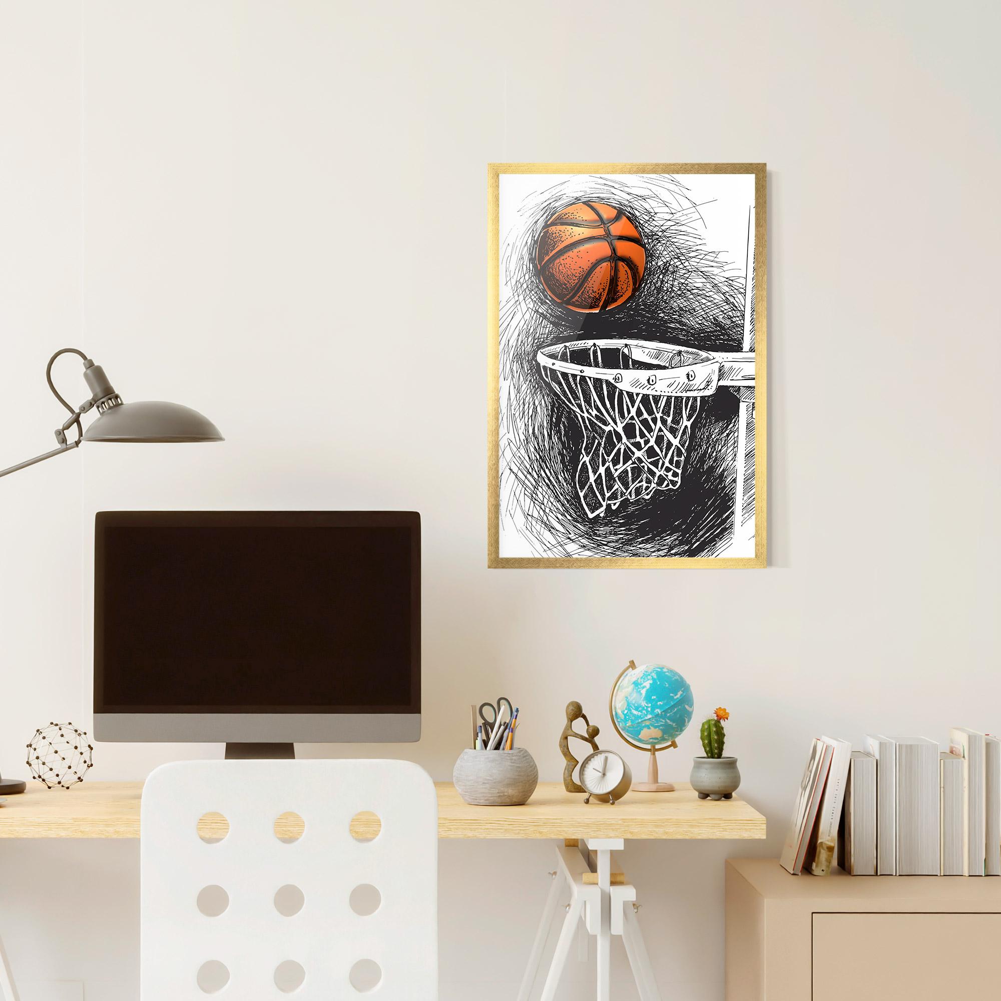Gerahmte Poster Grey Line Basket mockup 6