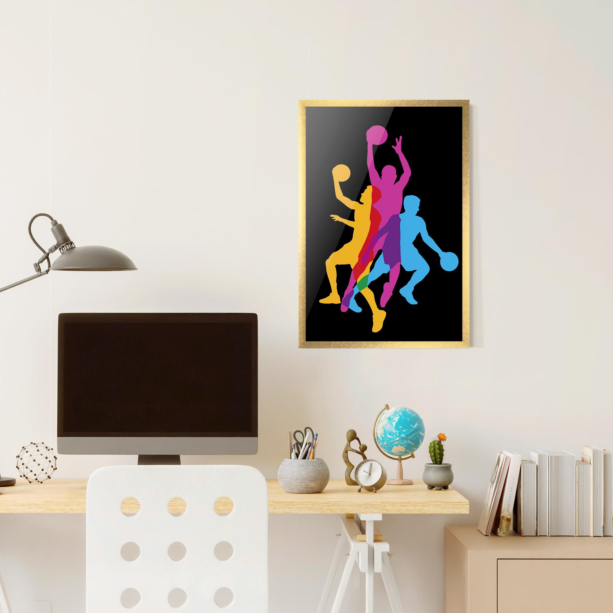 Gerahmte Poster Three Basket Players mockup 6