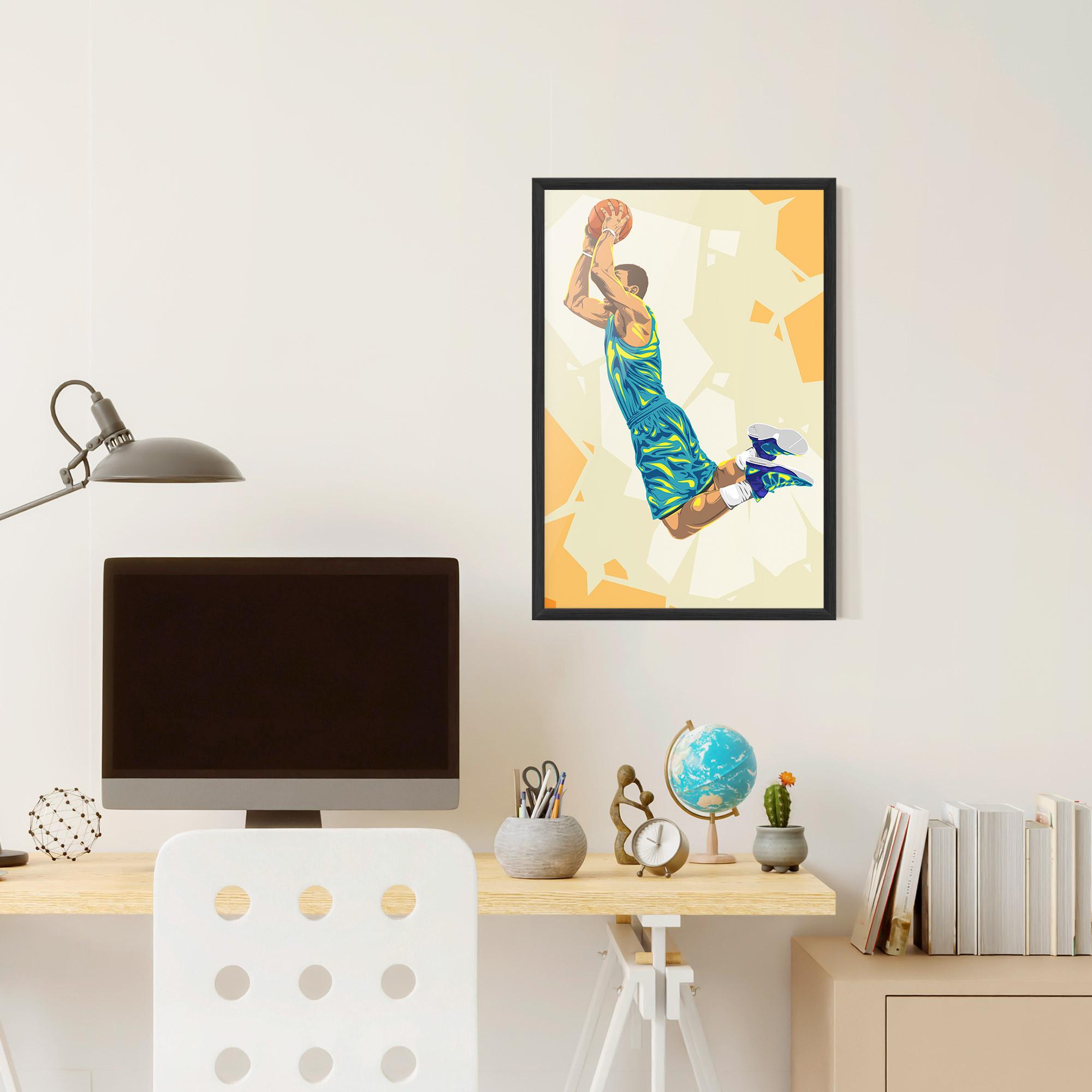 Gerahmte Poster Basketball Dunk Pose mockup 6