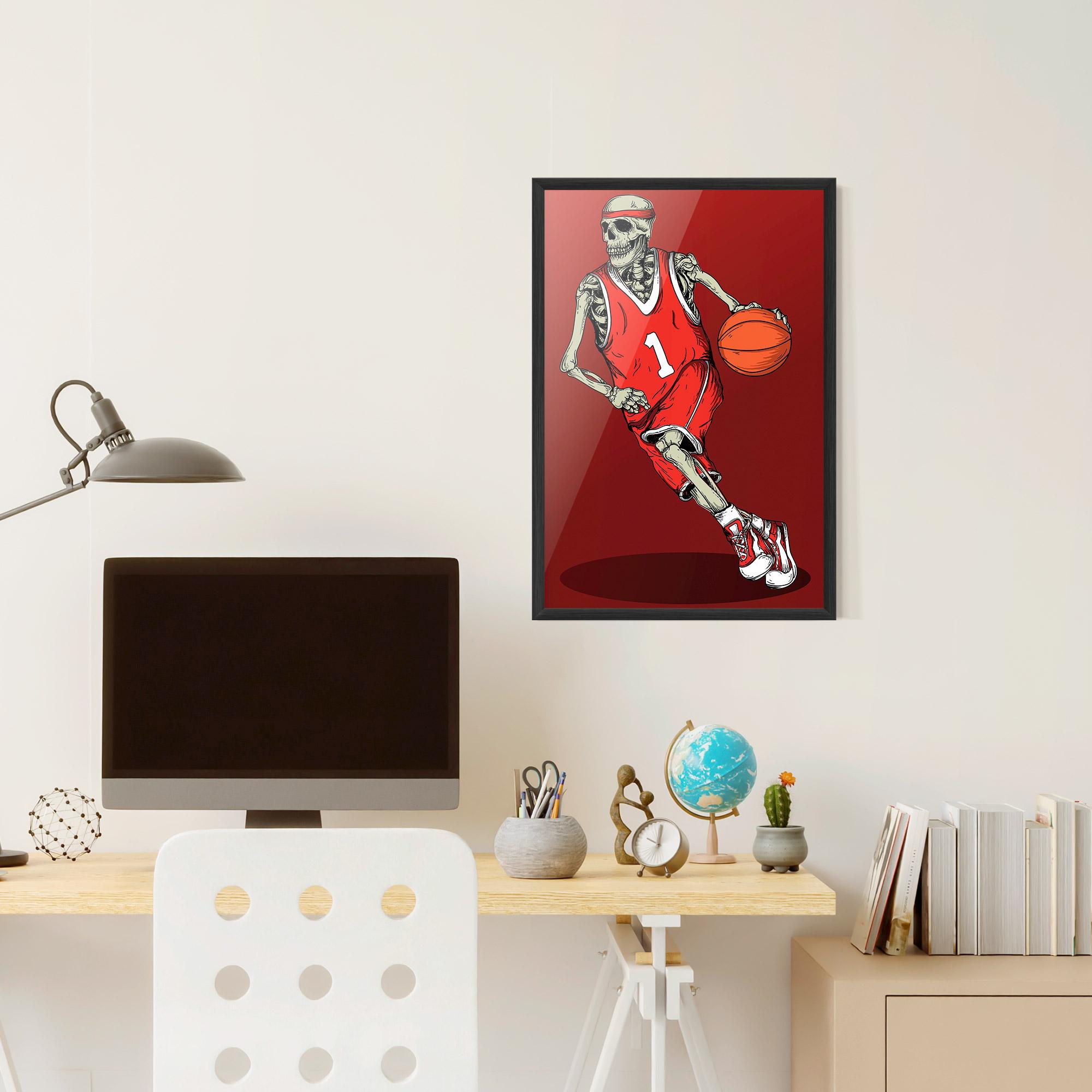 Gerahmte Poster Basketball Skull mockup 6