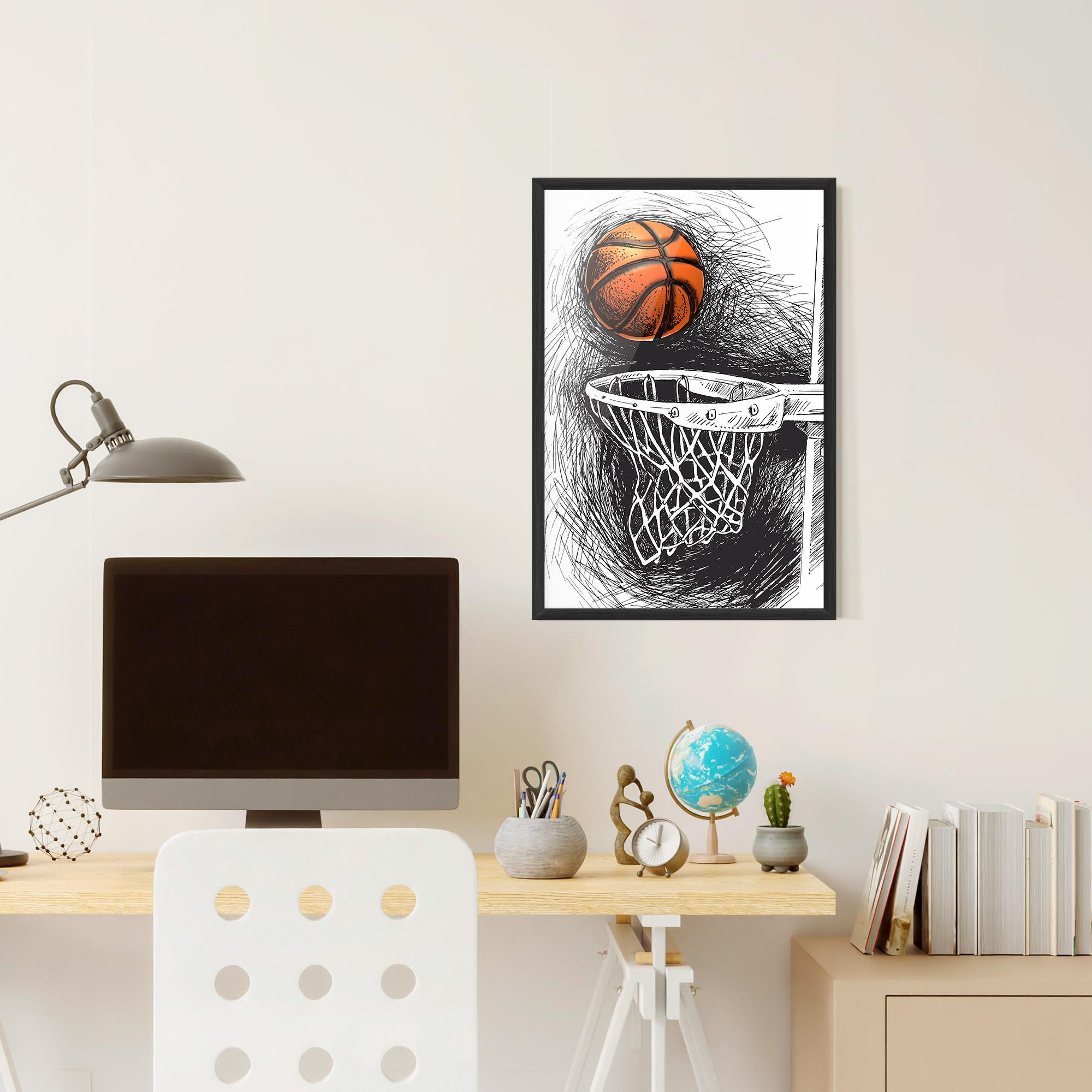 Gerahmte Poster Grey Line Basket mockup 6