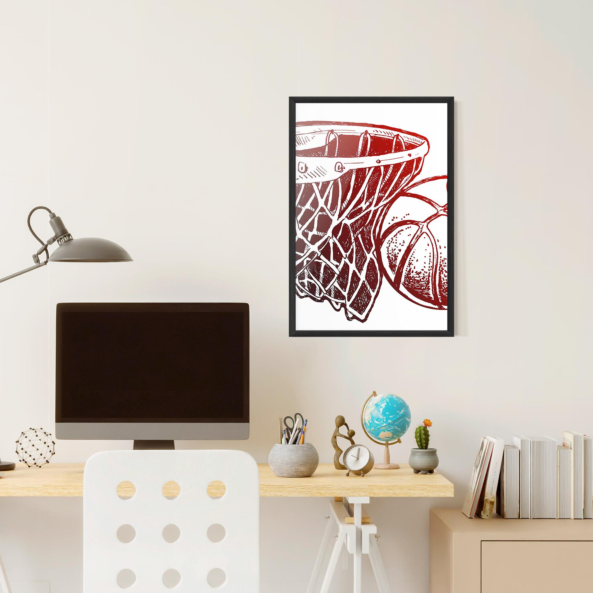Gerahmte Poster Red Basketball Hoop mockup 6
