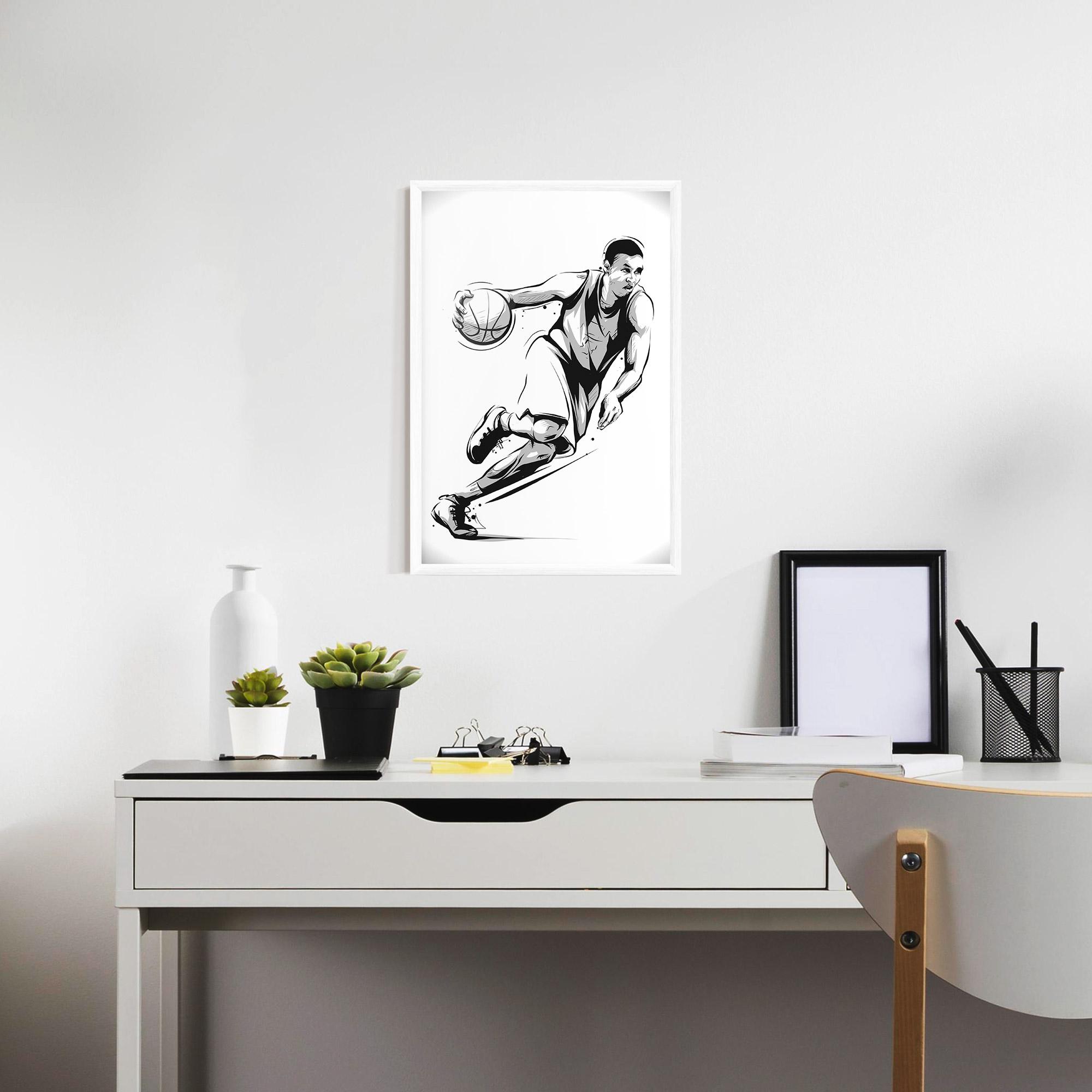 Gerahmte Poster Basketball Player Line mockup 7