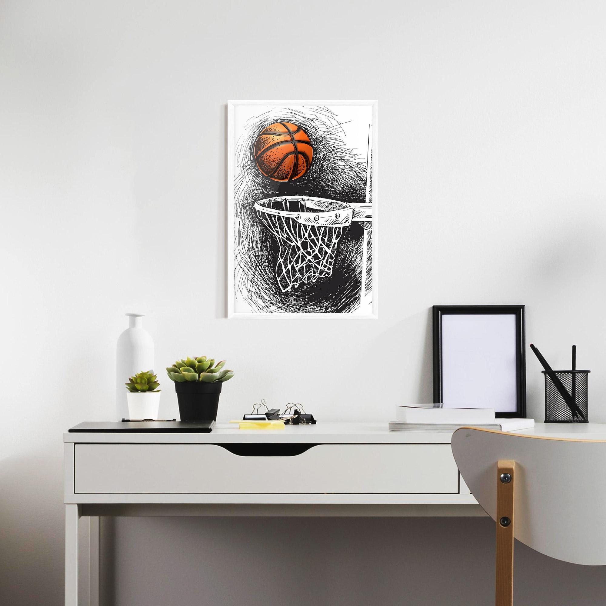 Gerahmte Poster Grey Line Basket mockup 7