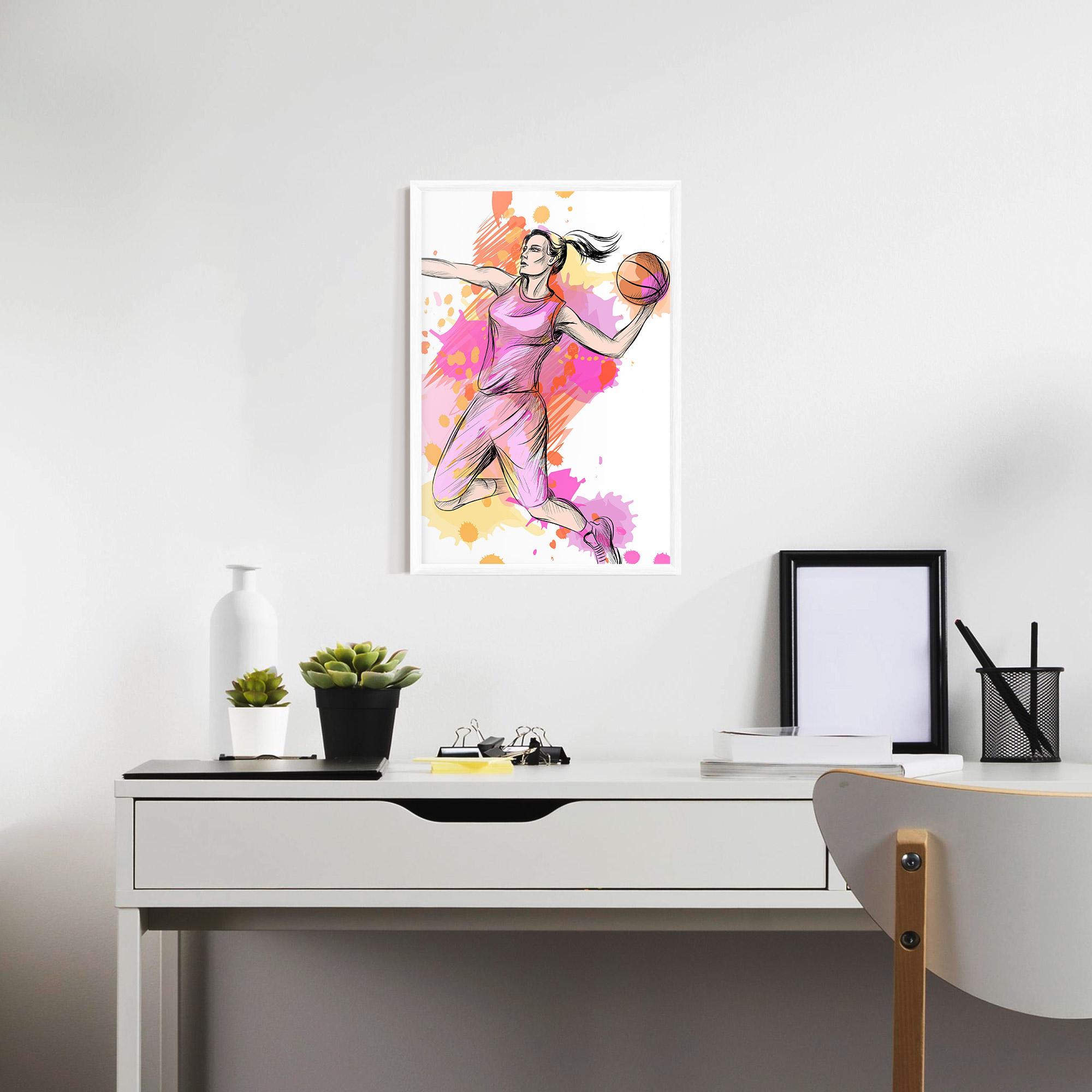 Gerahmte Poster Pink Basket Player mockup 7