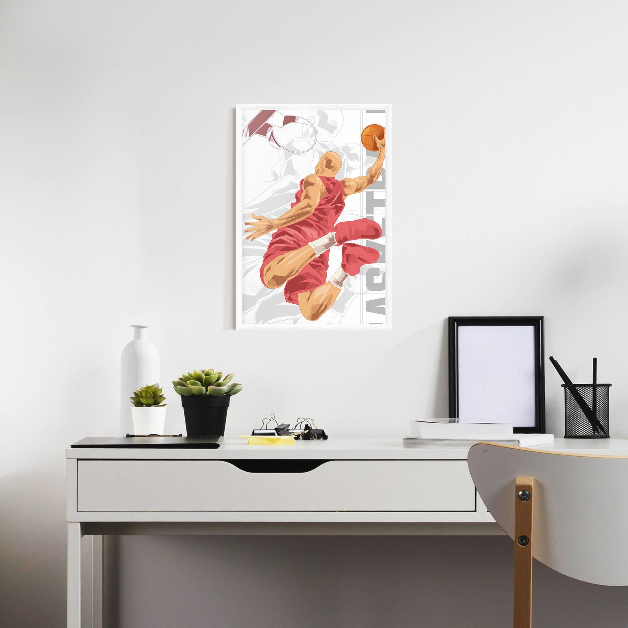 Gerahmte Poster Pink Basketball mockup 7