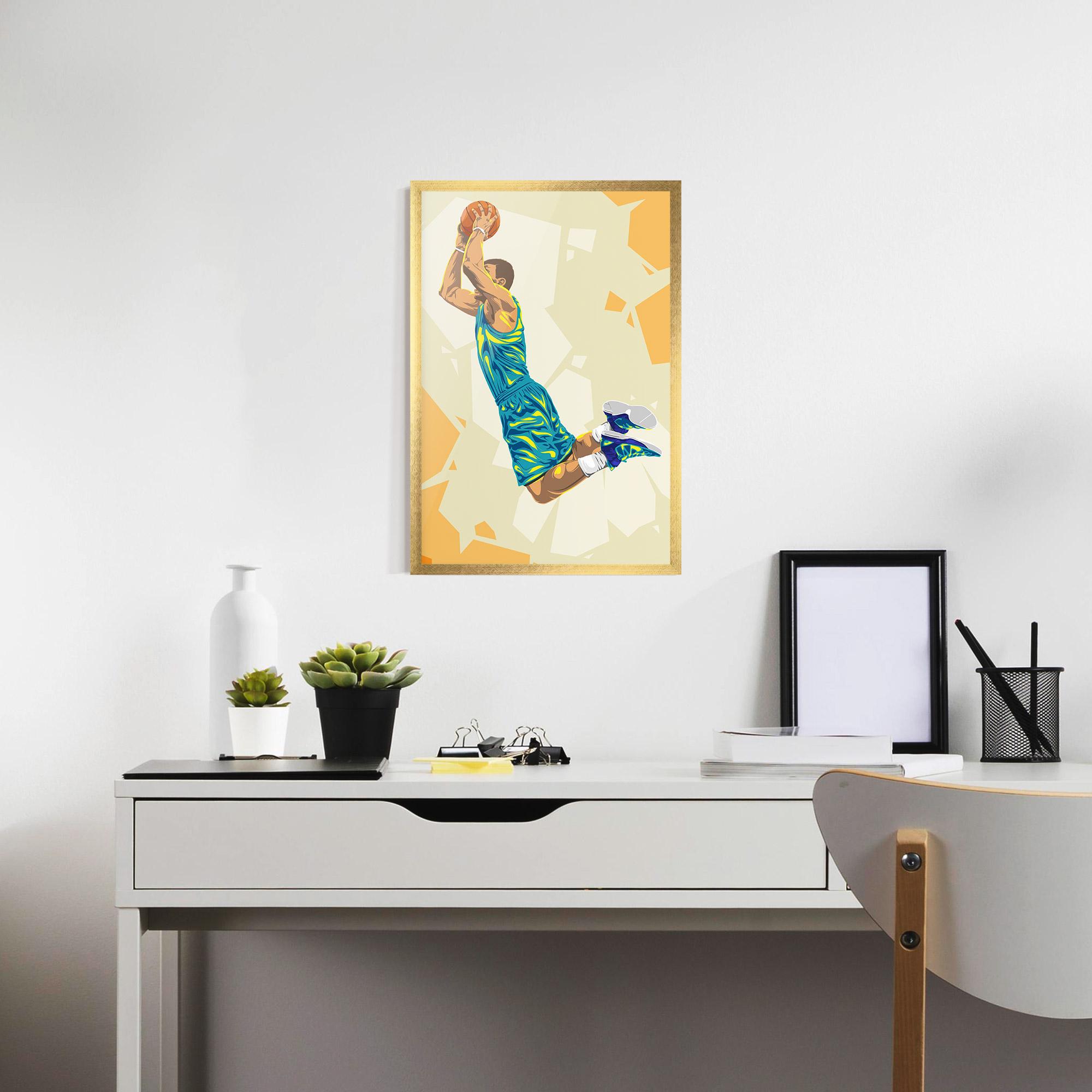 Gerahmte Poster Basketball Dunk Pose mockup 7