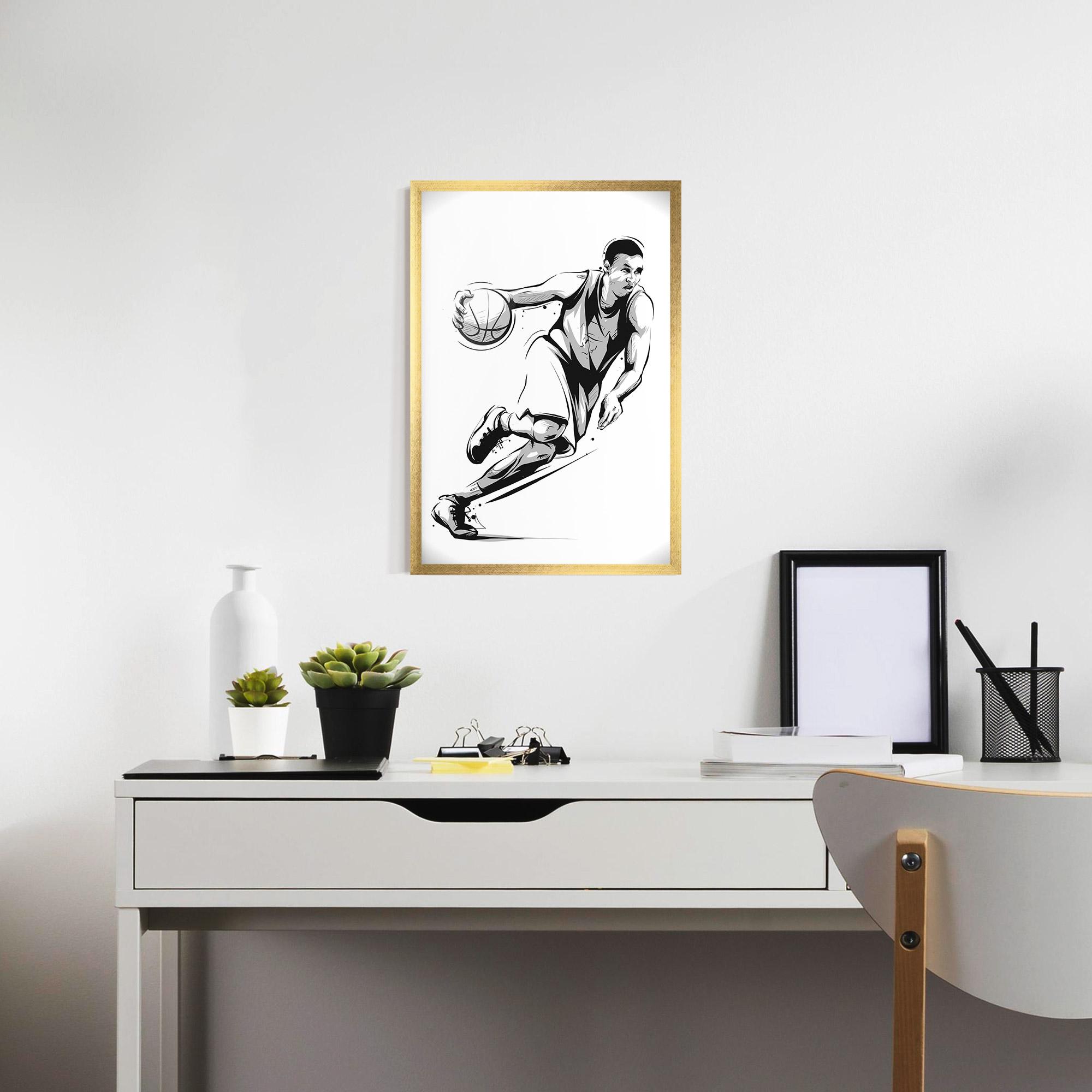 Gerahmte Poster Basketball Player Line mockup 7