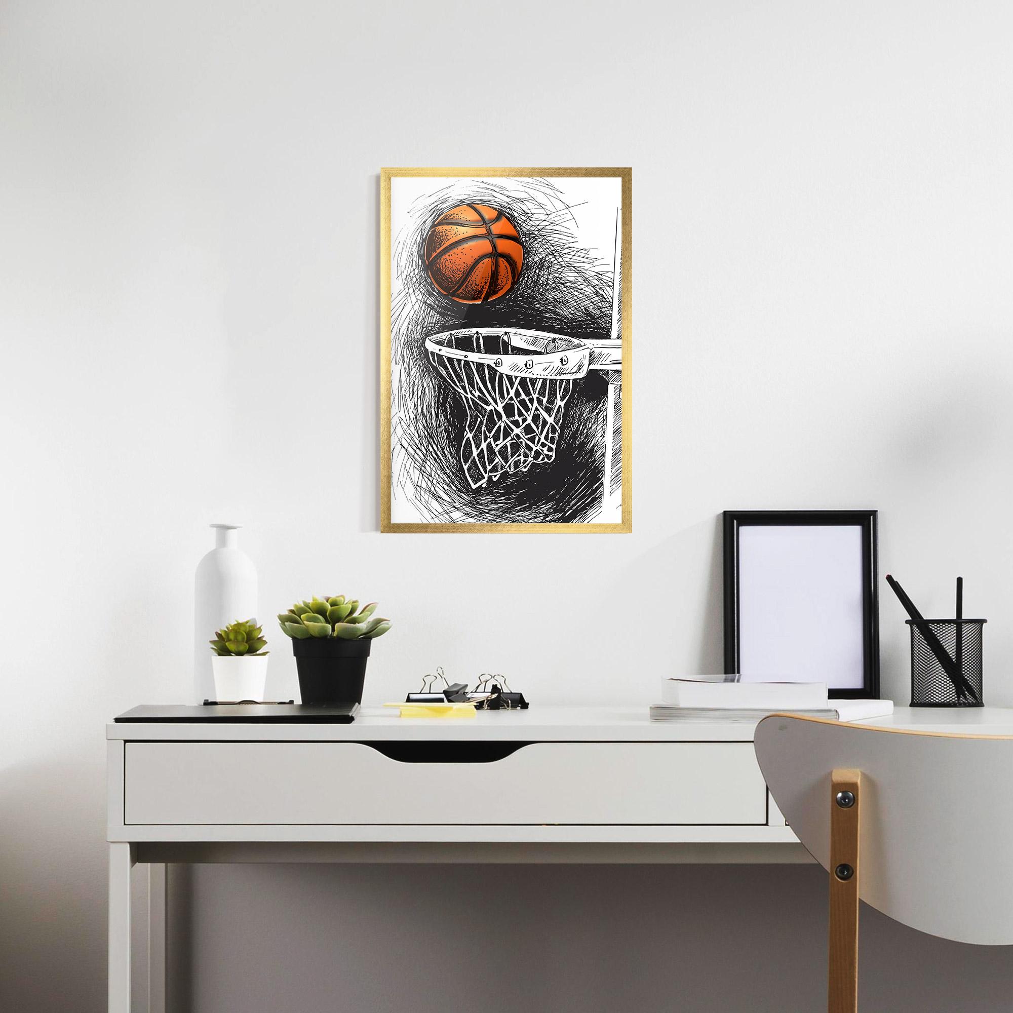 Gerahmte Poster Grey Line Basket mockup 7