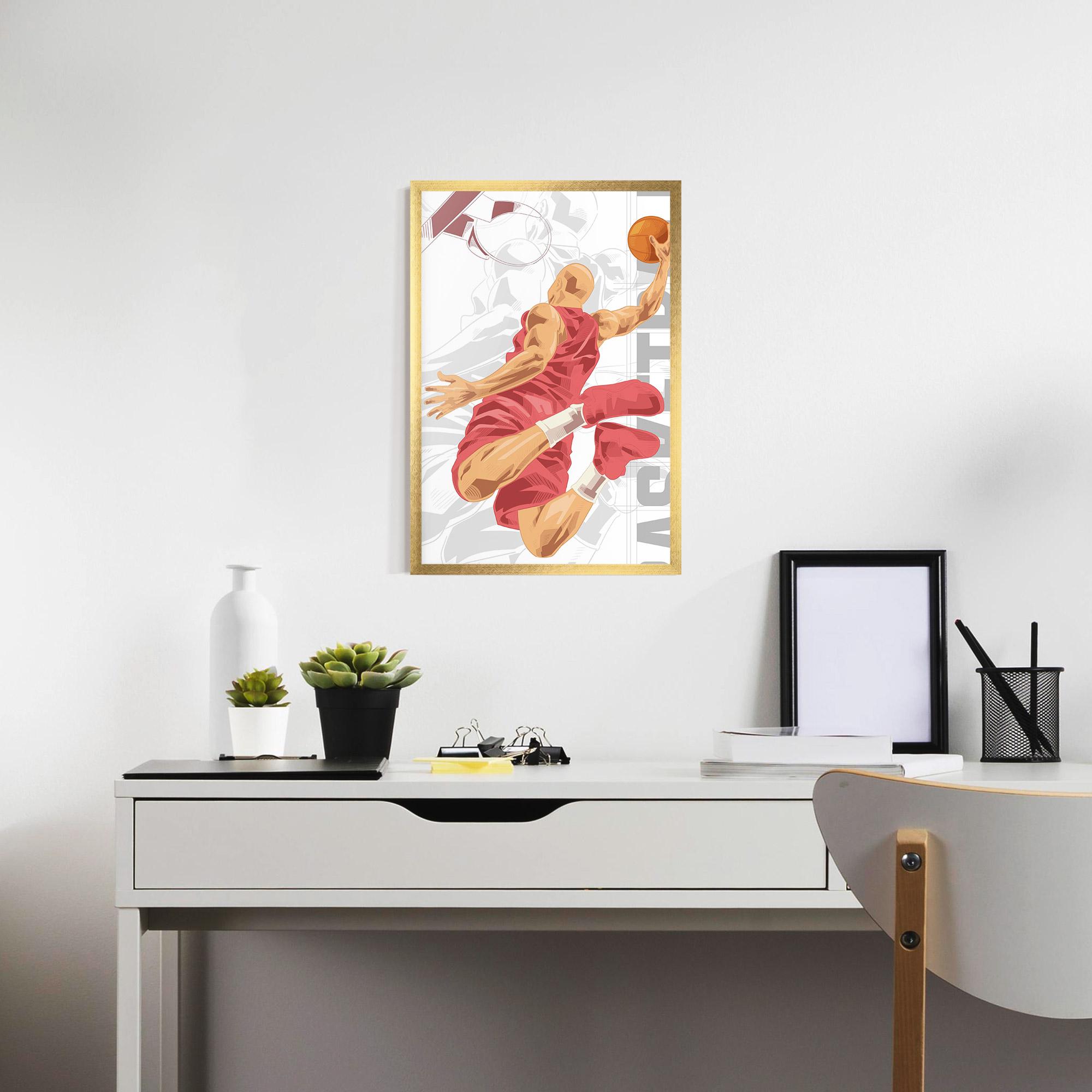 Gerahmte Poster Pink Basketball mockup 7