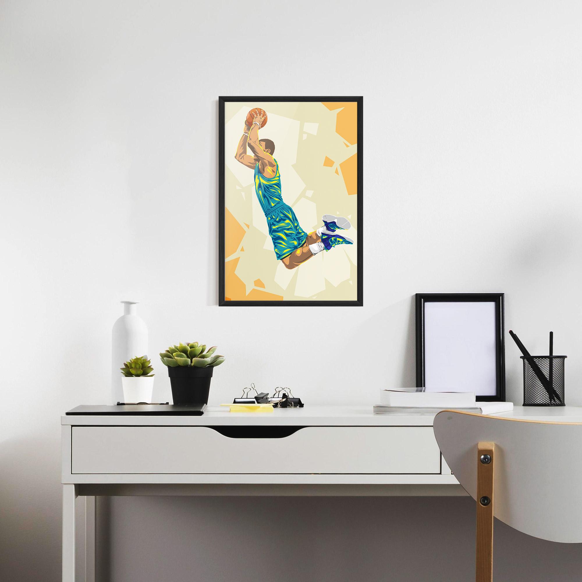 Gerahmte Poster Basketball Dunk Pose mockup 7