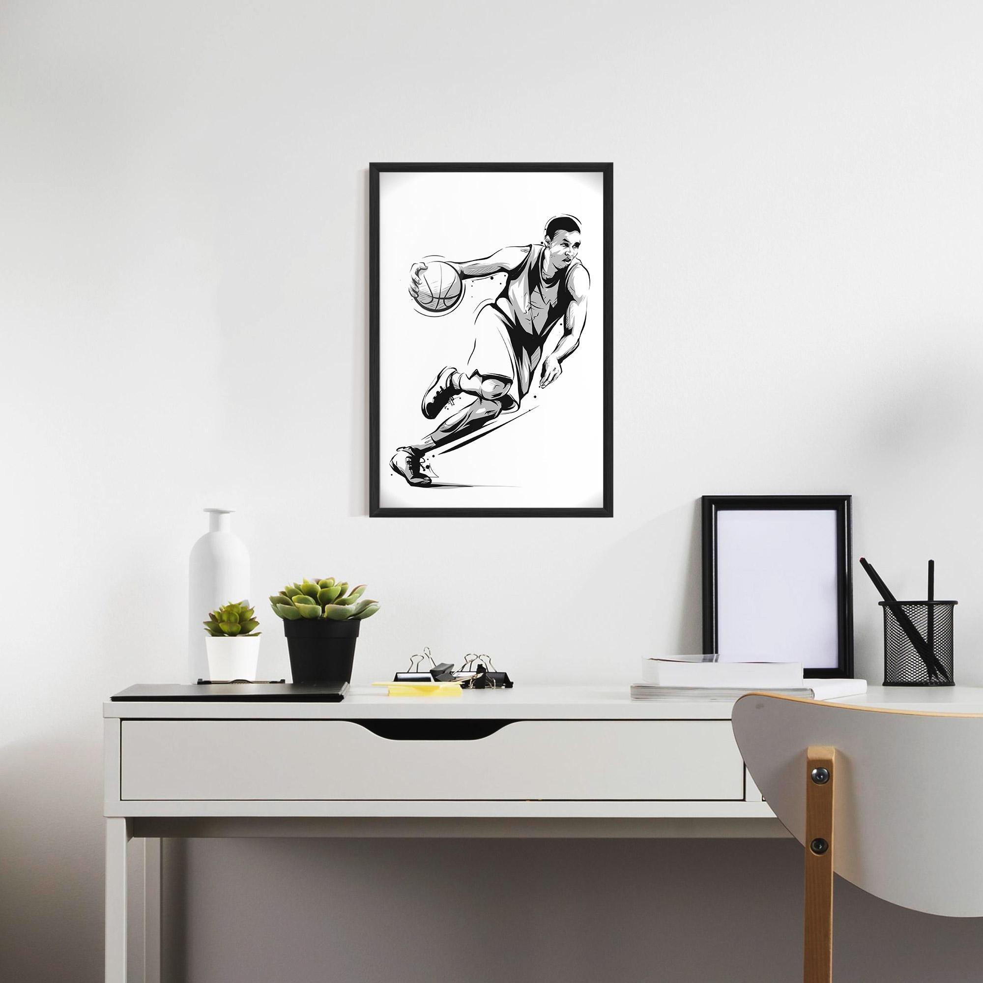 Gerahmte Poster Basketball Player Line mockup 7