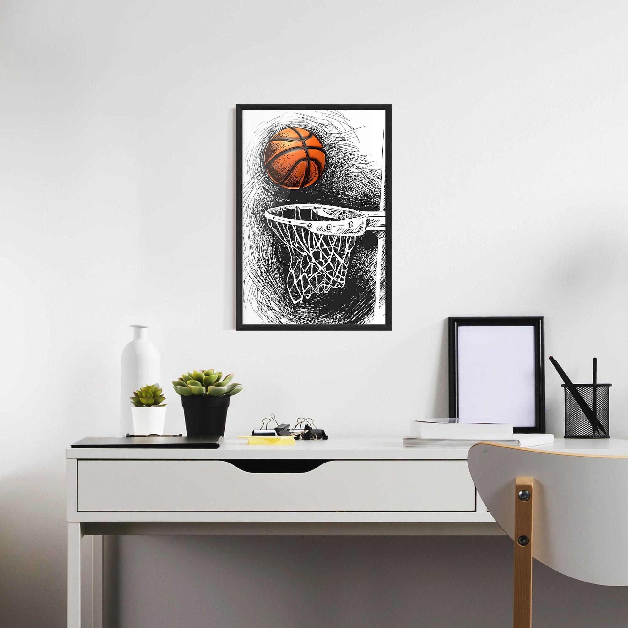 Gerahmte Poster Grey Line Basket mockup 7
