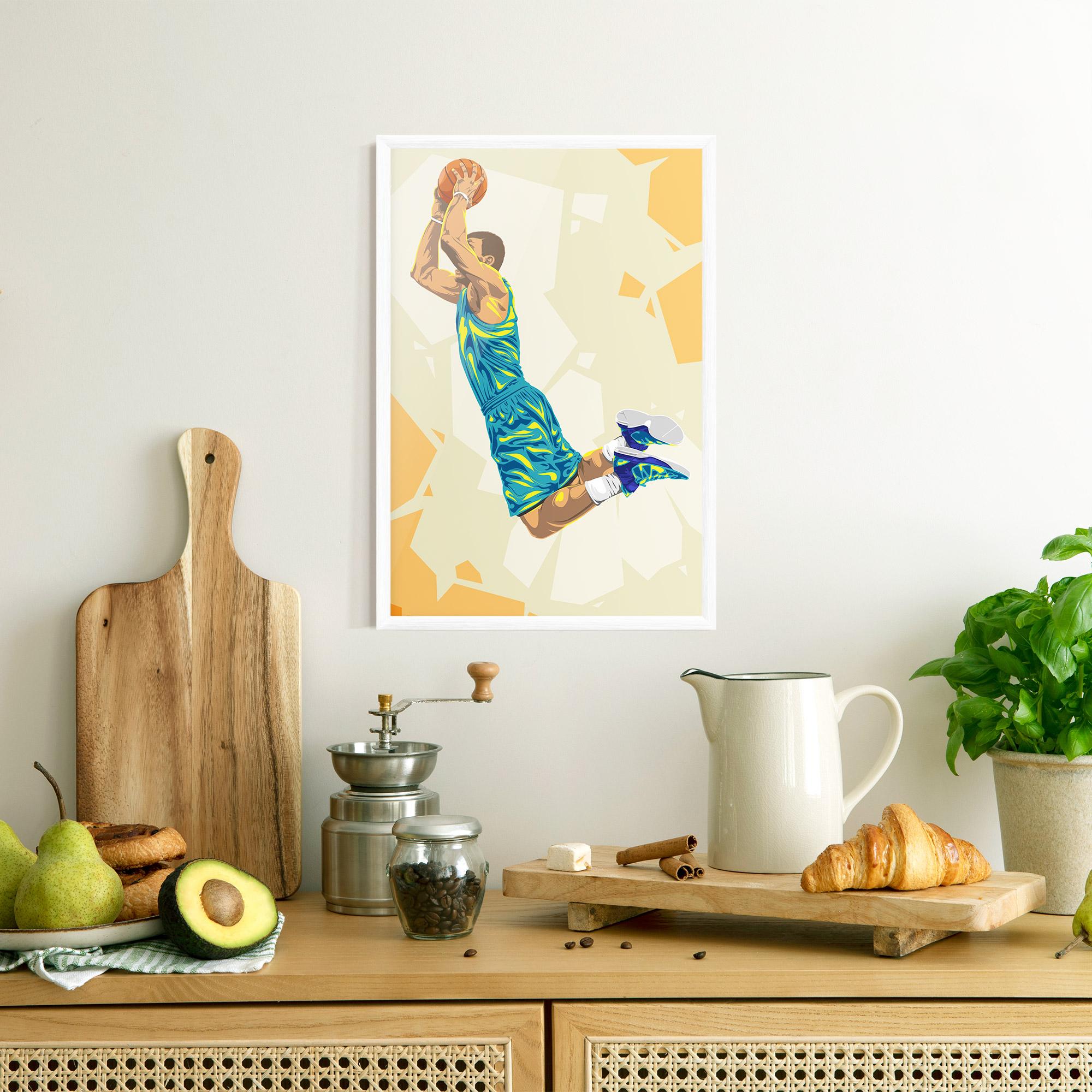 Gerahmte Poster Basketball Dunk Pose mockup 8