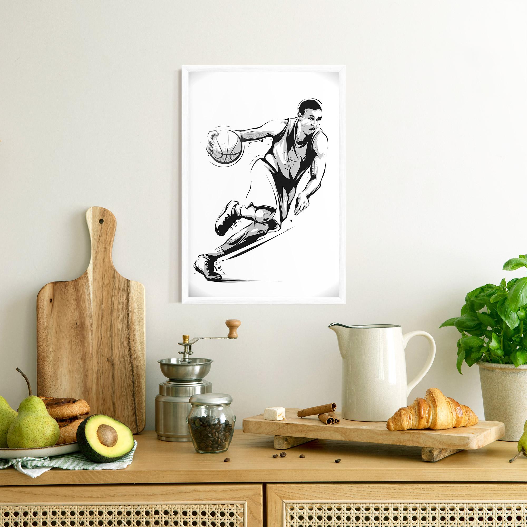 Gerahmte Poster Basketball Player Line mockup 8