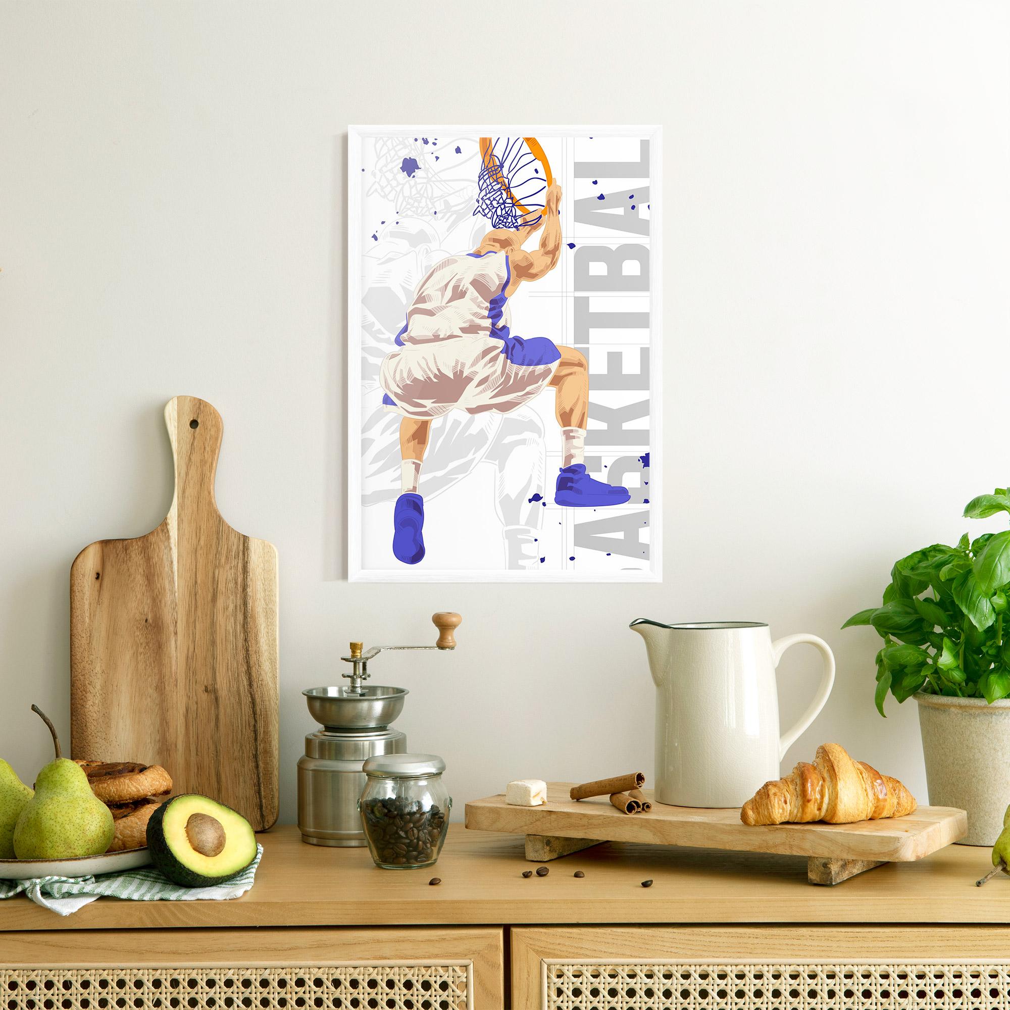 Gerahmte Poster Grey Basketball mockup 8