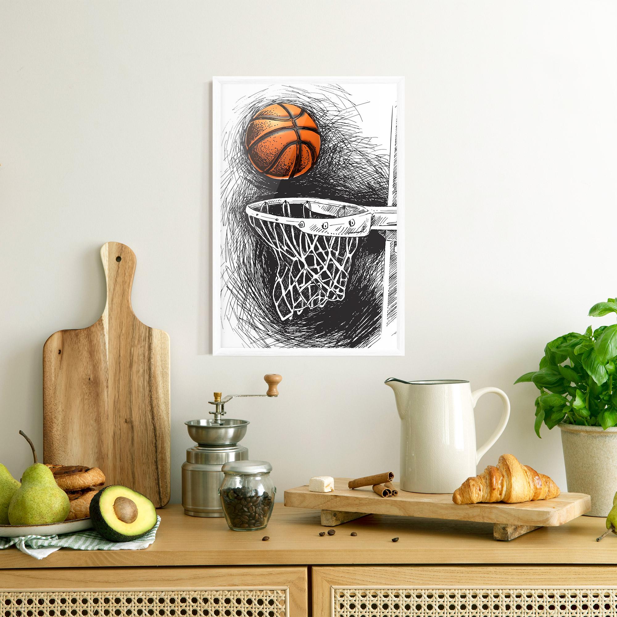 Gerahmte Poster Grey Line Basket mockup 8