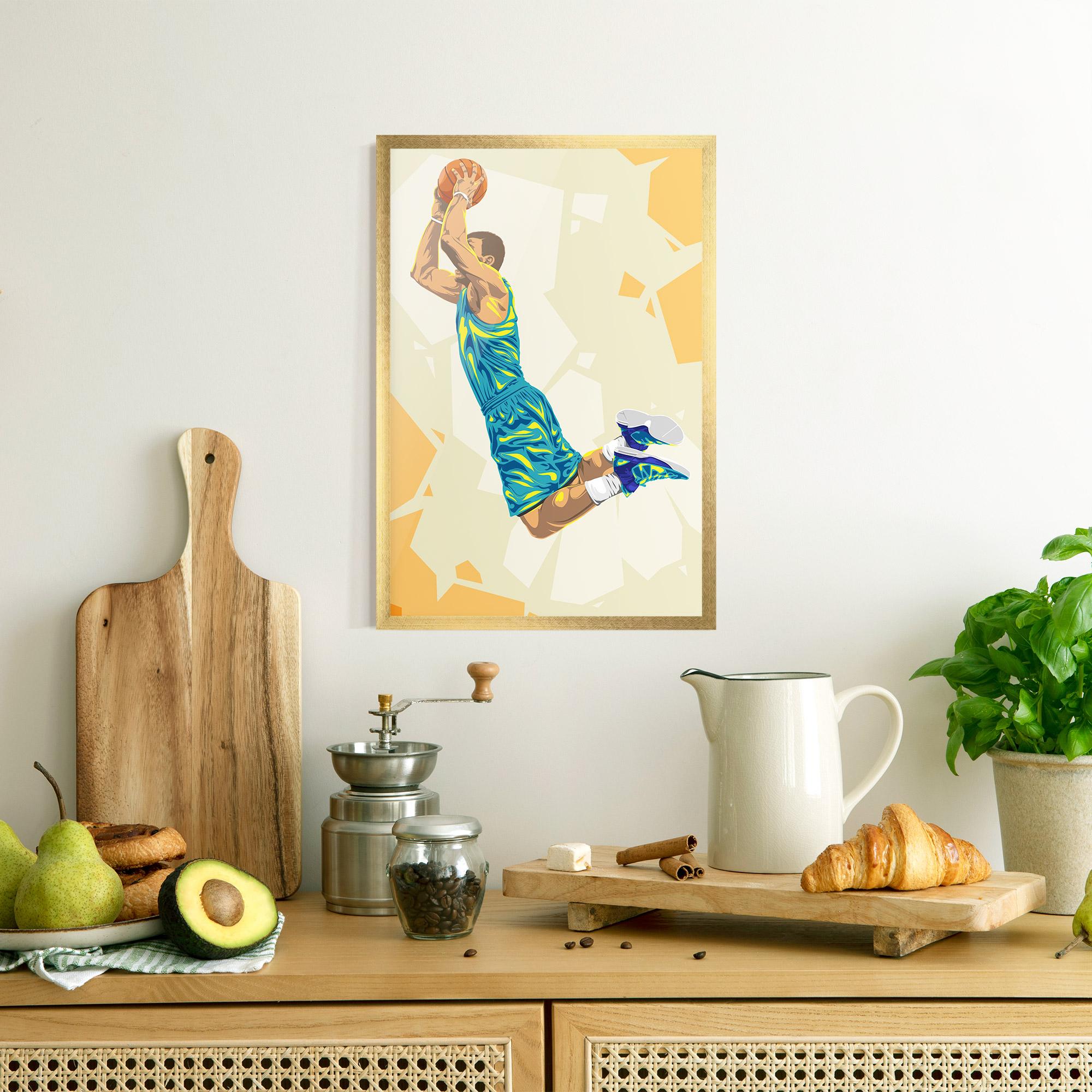 Gerahmte Poster Basketball Dunk Pose mockup 8