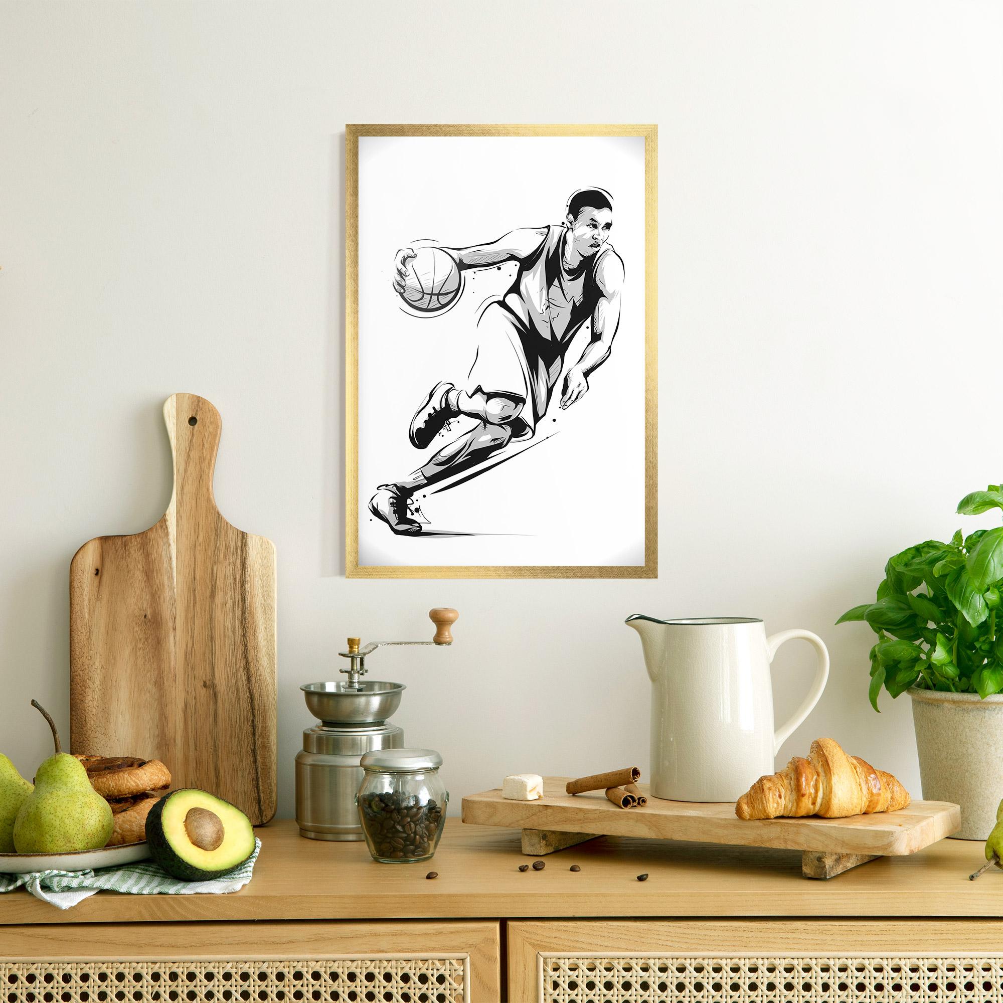 Gerahmte Poster Basketball Player Line mockup 8