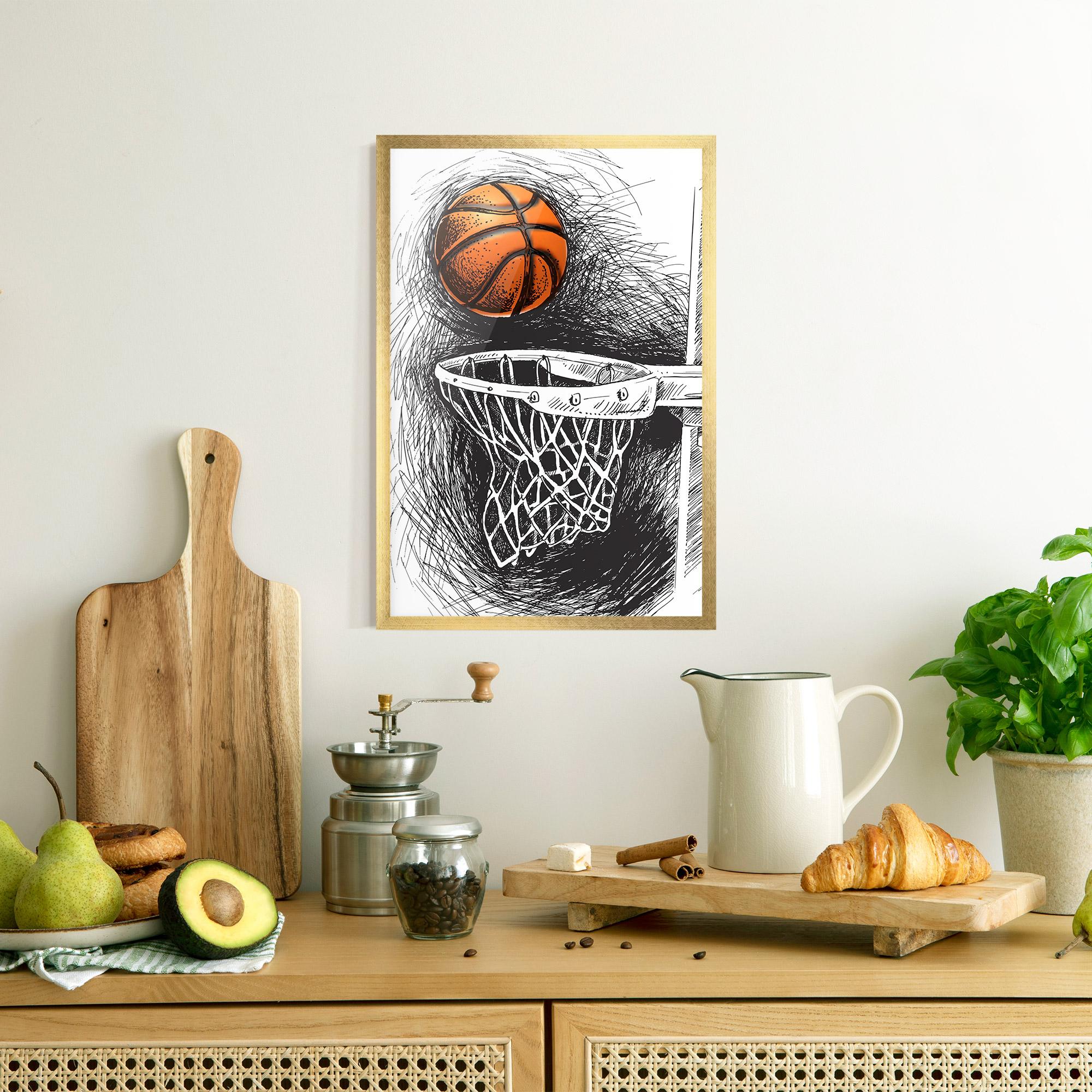 Gerahmte Poster Grey Line Basket mockup 8