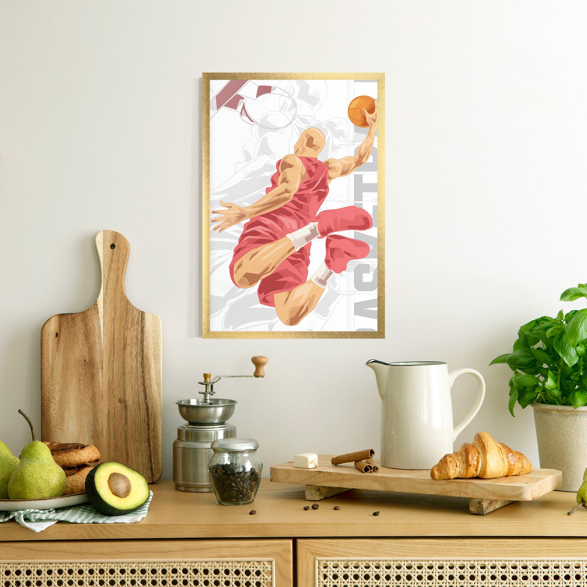 Gerahmte Poster Pink Basketball mockup 8