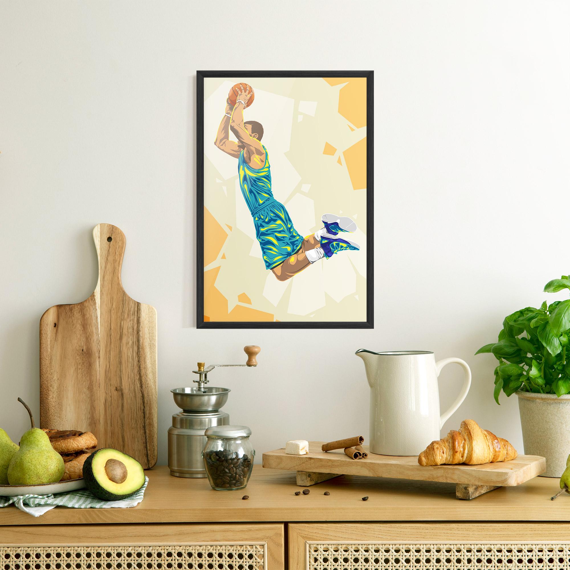 Gerahmte Poster Basketball Dunk Pose mockup 8