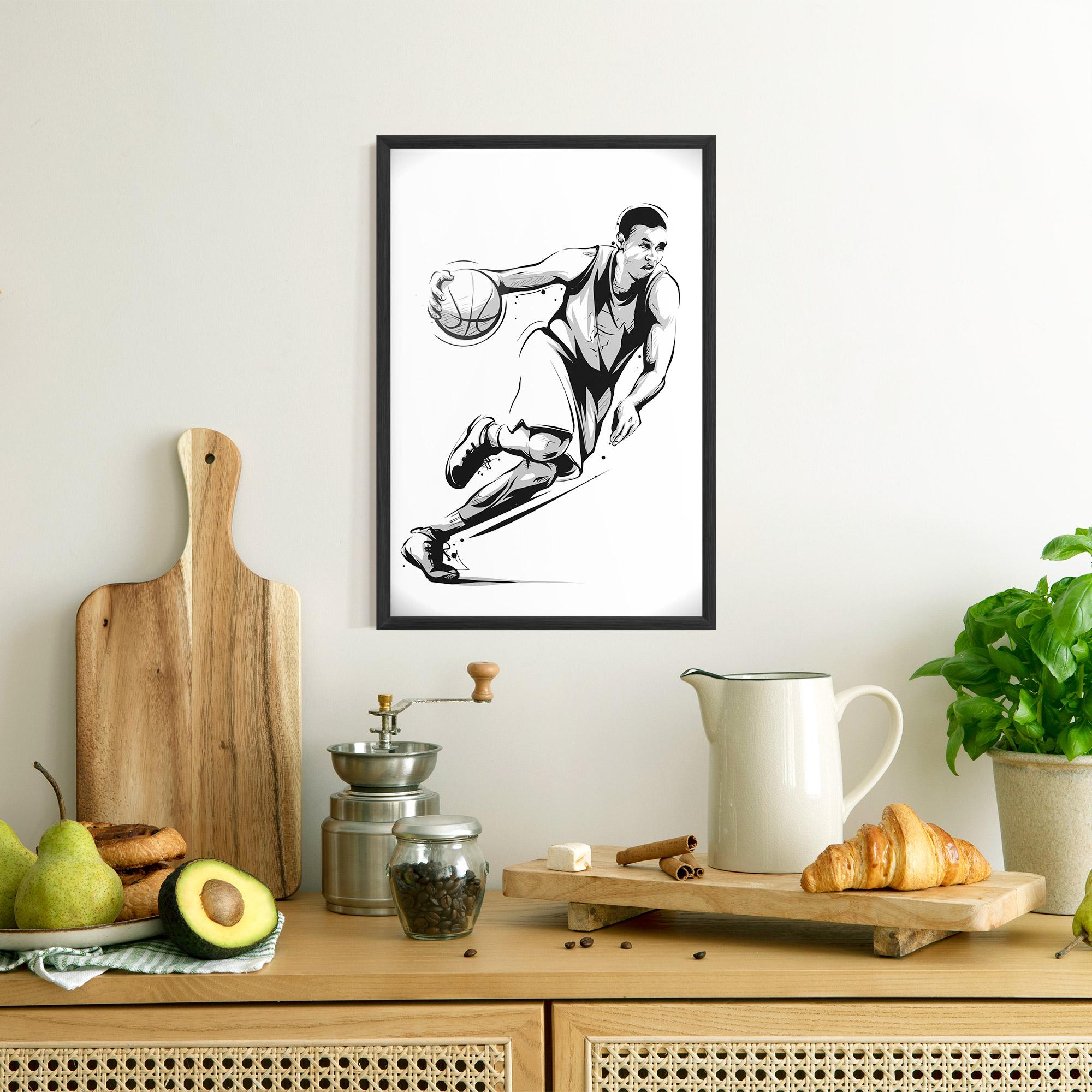 Gerahmte Poster Basketball Player Line mockup 8