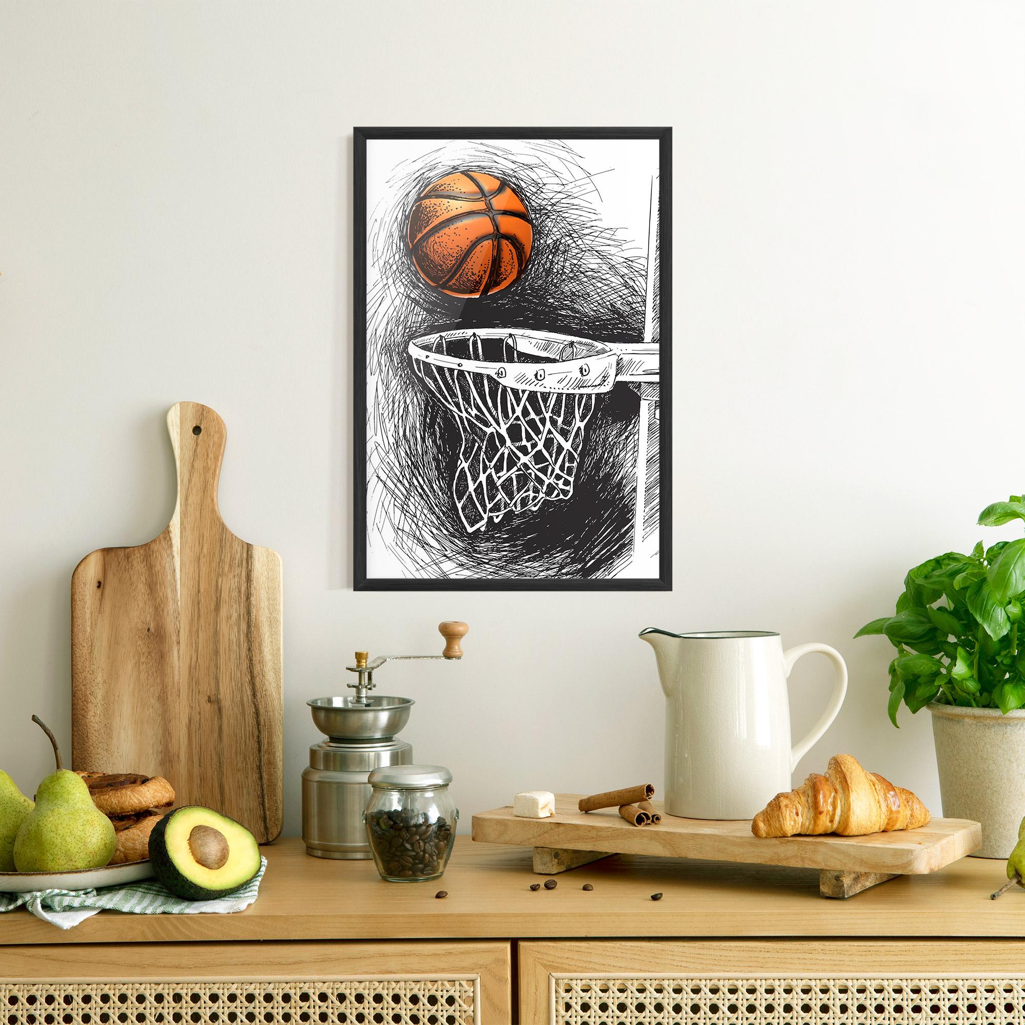 Gerahmte Poster Grey Line Basket mockup 8