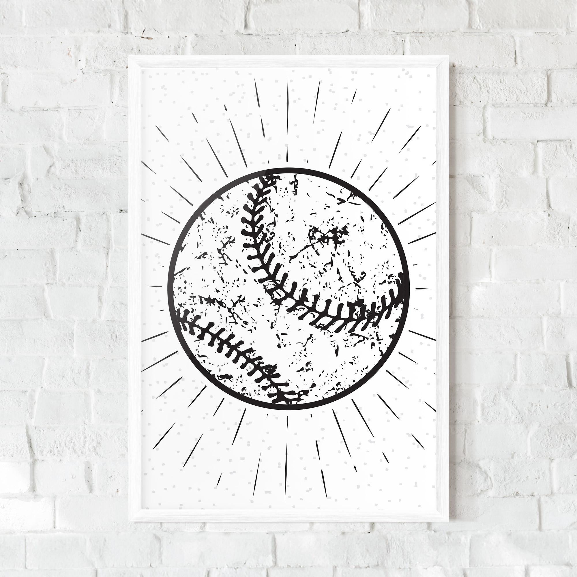 Gerahmte Poster Baseball Ball Line mockup 0